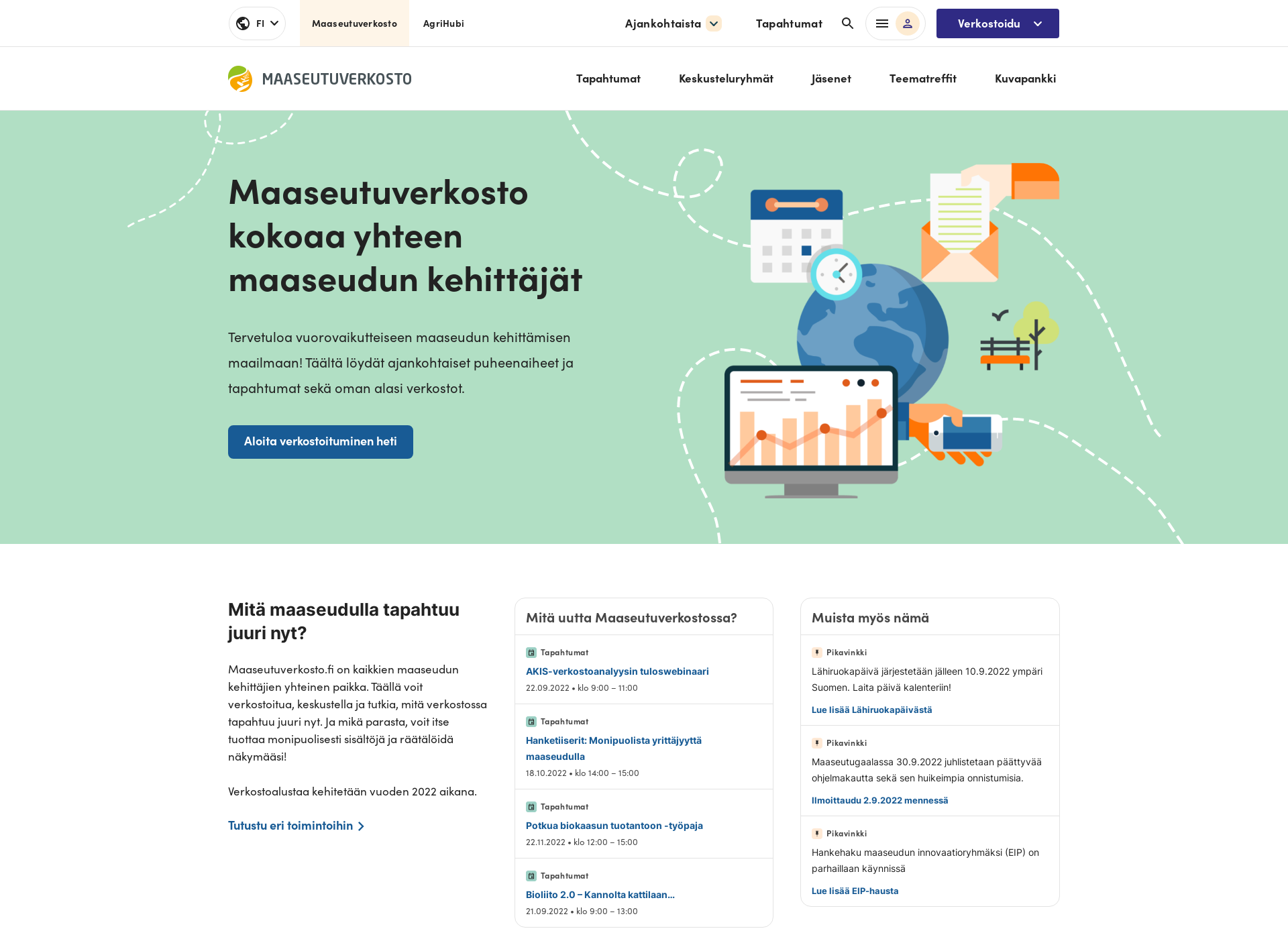 Skärmdump för maaseutuverkosto.fi