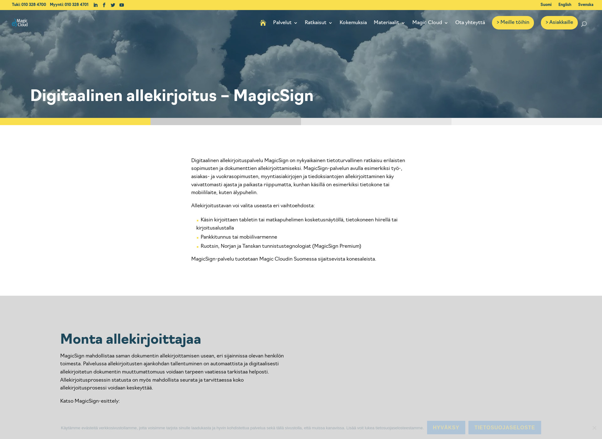 Skärmdump för magicsign.fi