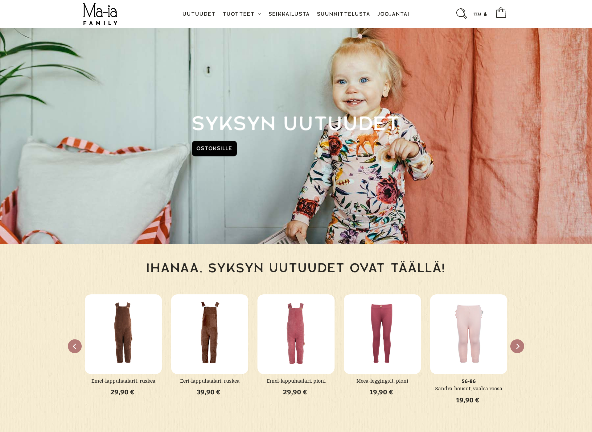Skärmdump för maiafamily.fi