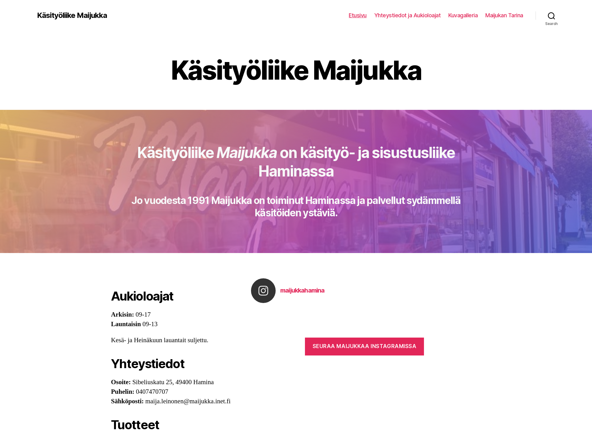 Skärmdump för maijukka.fi