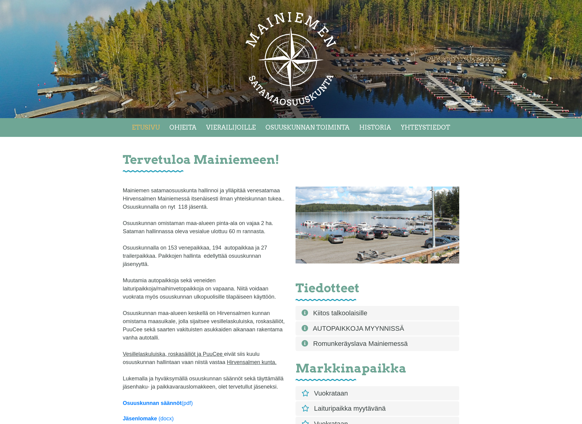 Skärmdump för mainiemi.fi