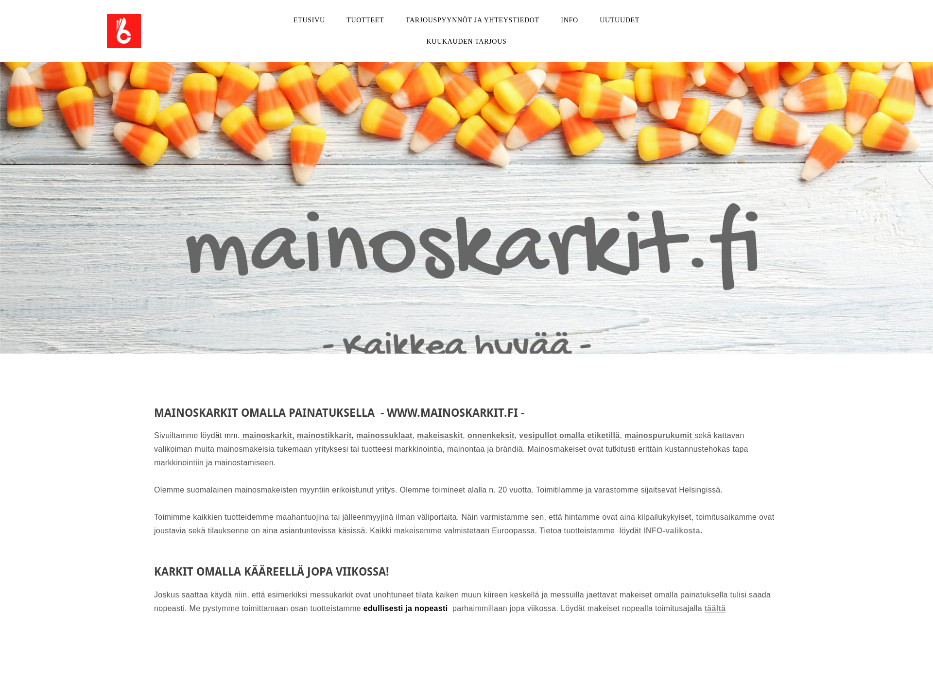 Skärmdump för mainoskarkit.fi