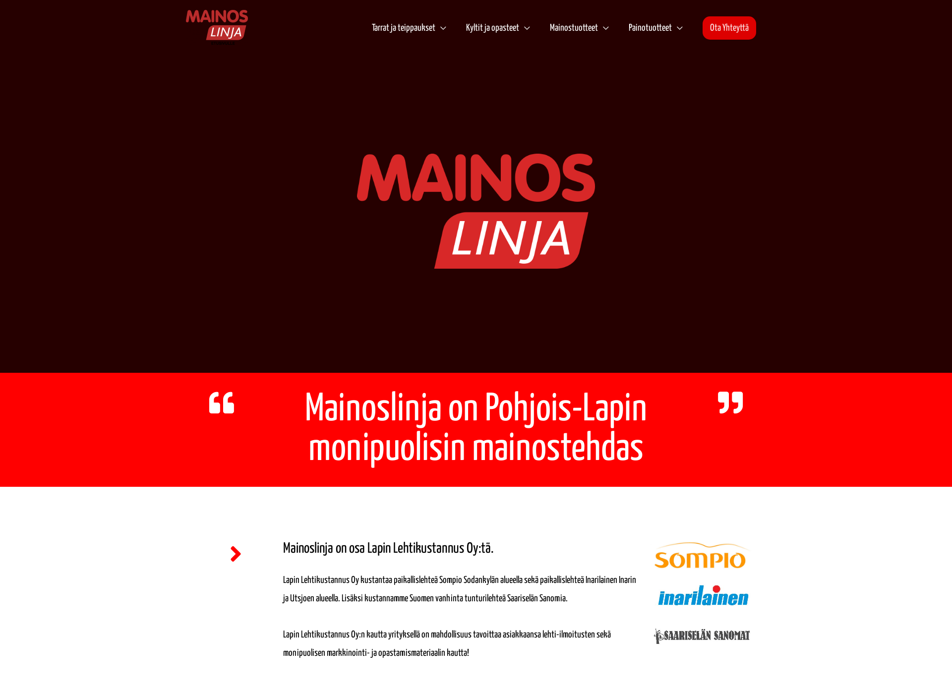 Skärmdump för mainoslinja.fi
