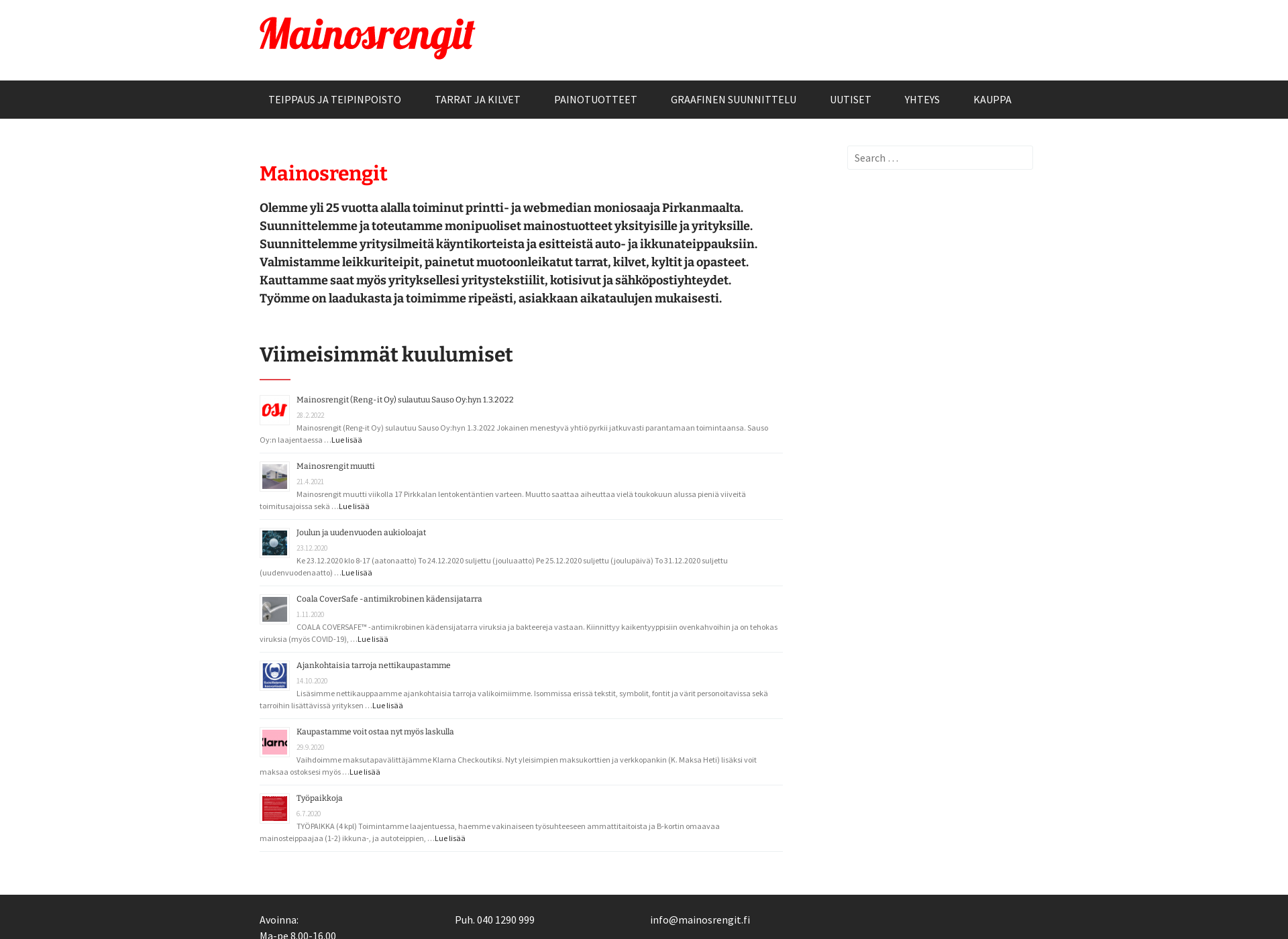 Screenshot for mainosrengit.fi