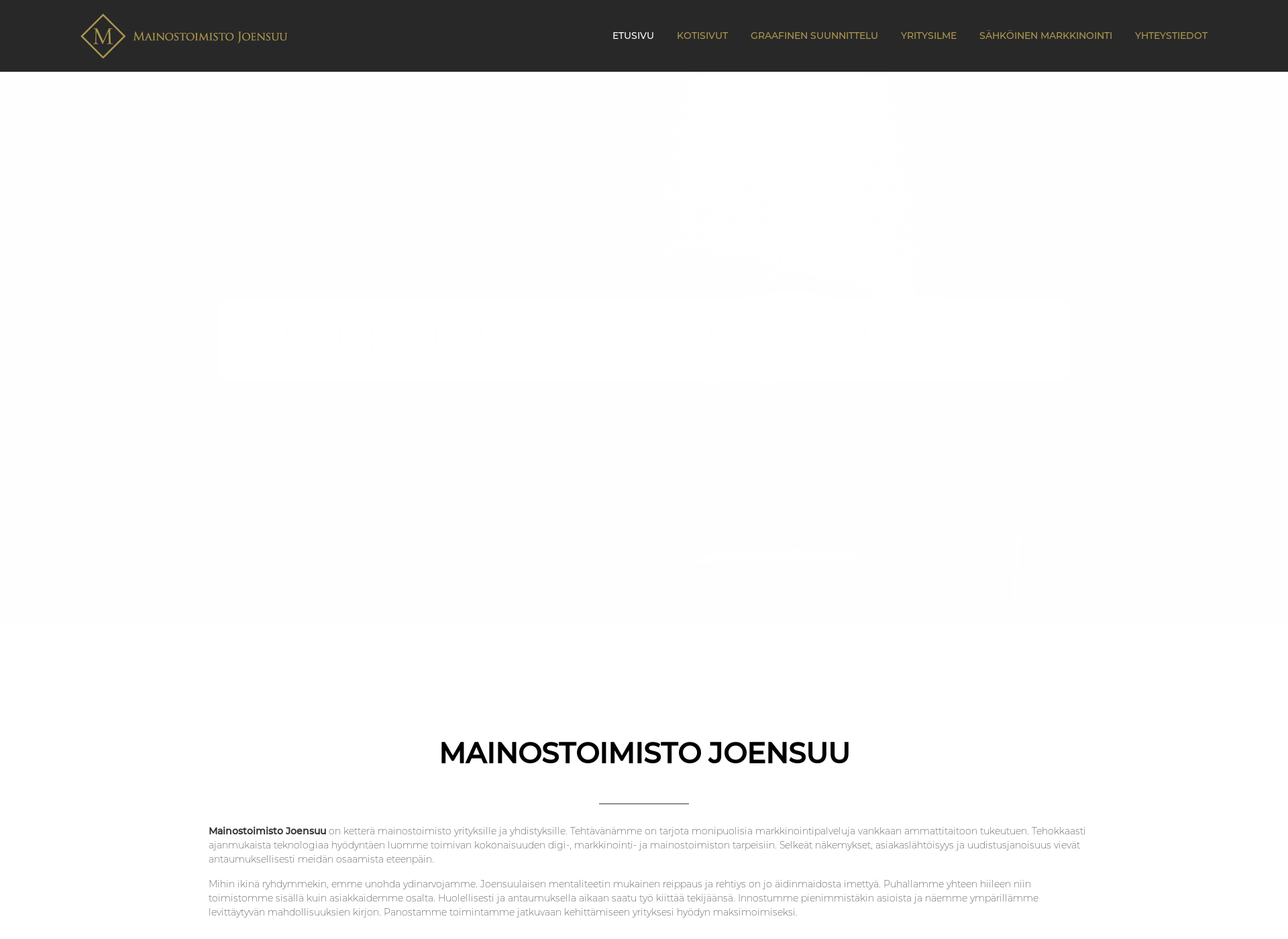 Skärmdump för mainostoimistotjoensuu.fi