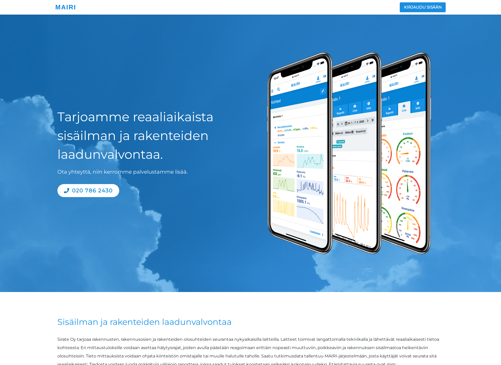 Skärmdump för mairi.fi