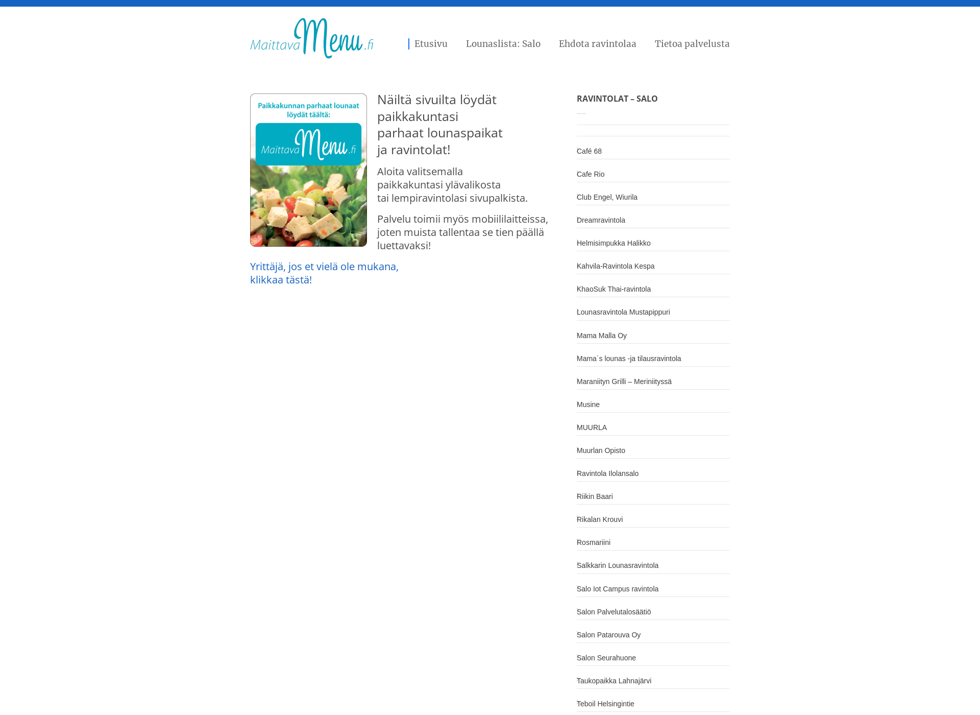 Screenshot for maittavamenu.fi