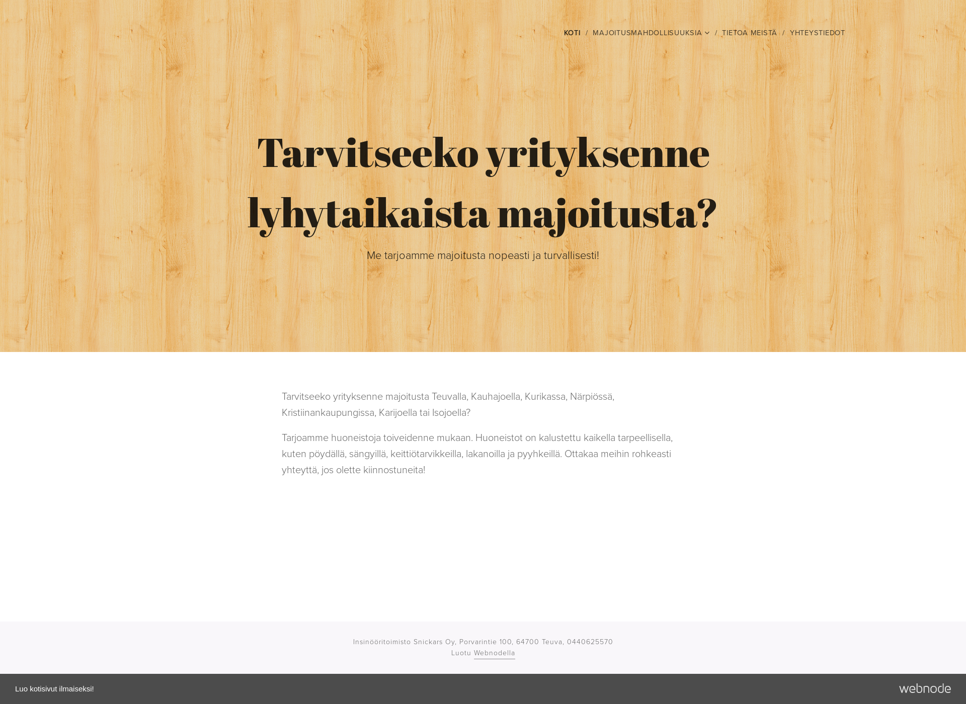 Skärmdump för majoitusteuva.fi