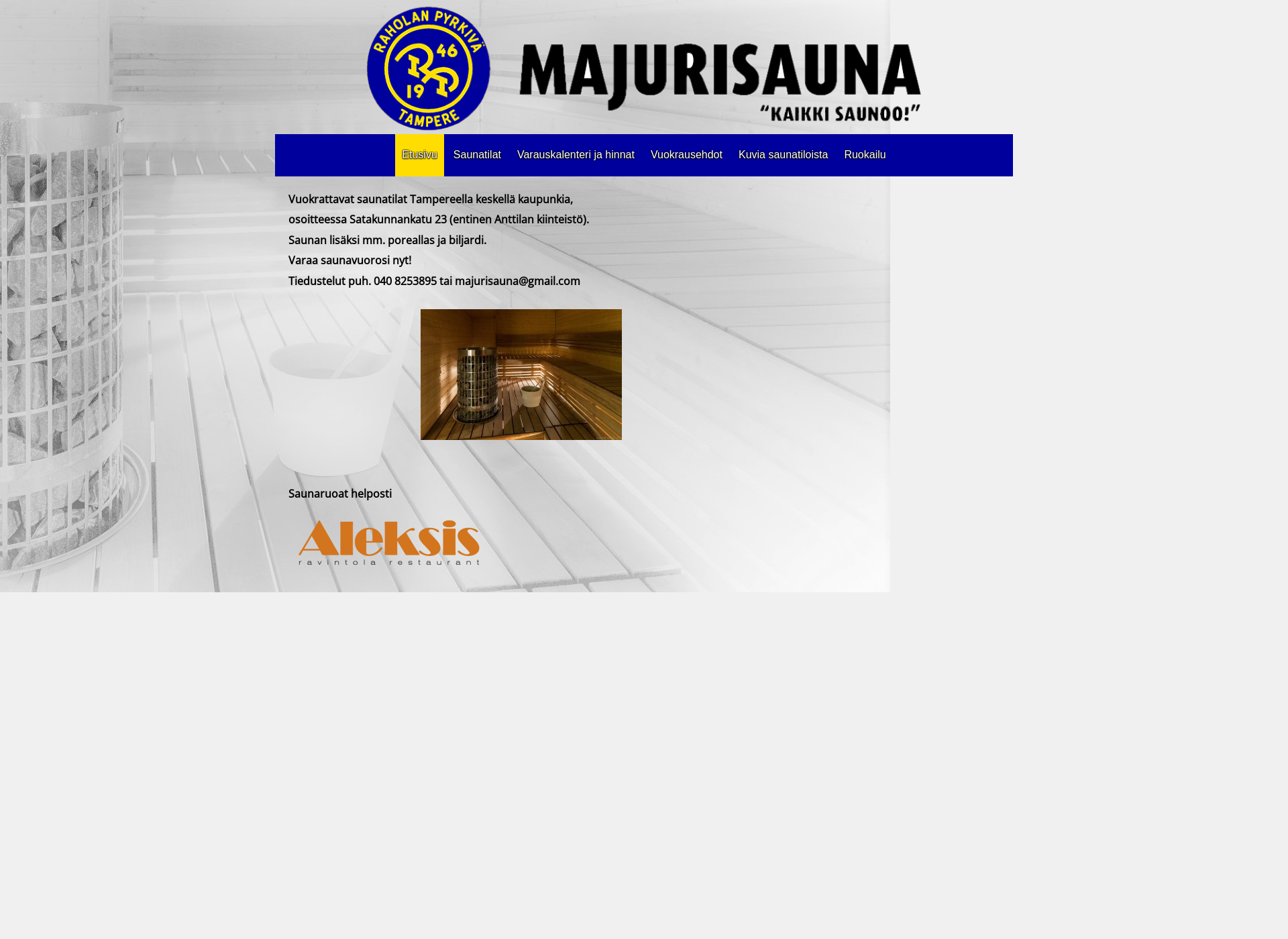 Skärmdump för majurisauna.fi