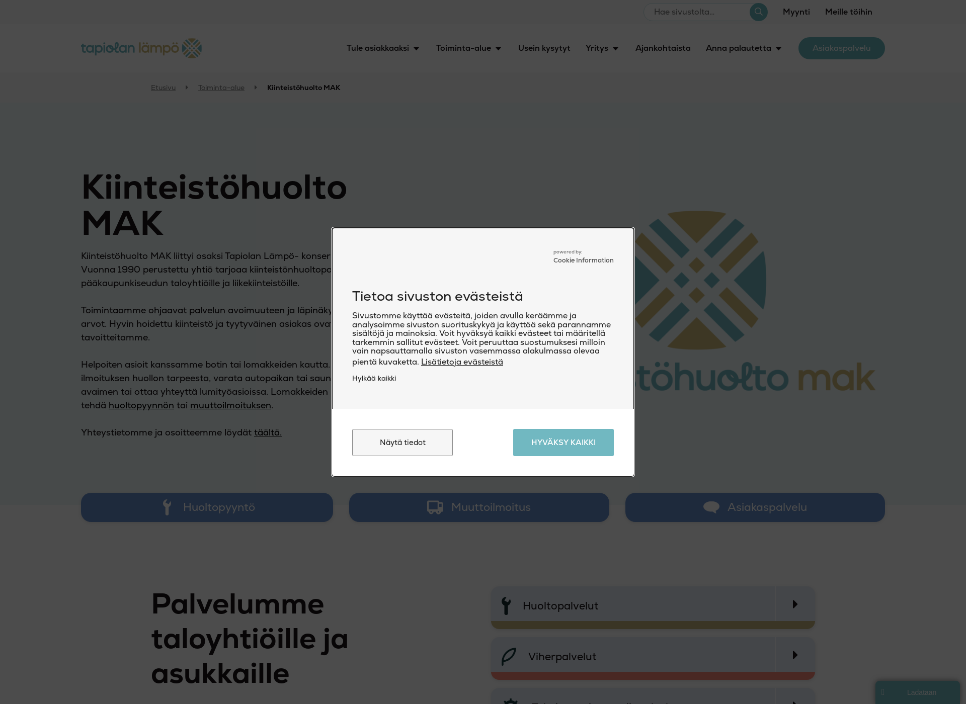 Skärmdump för mak.fi