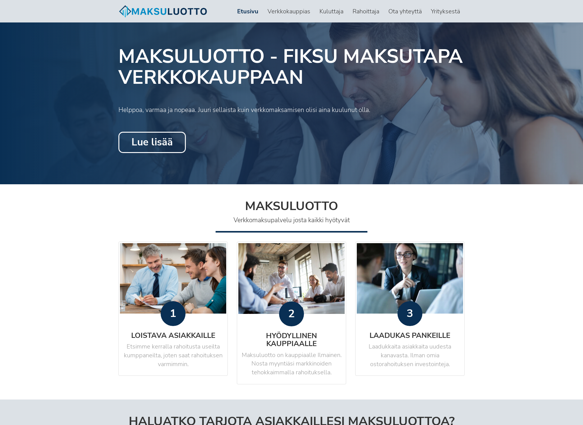 Skärmdump för maksuluotto.fi