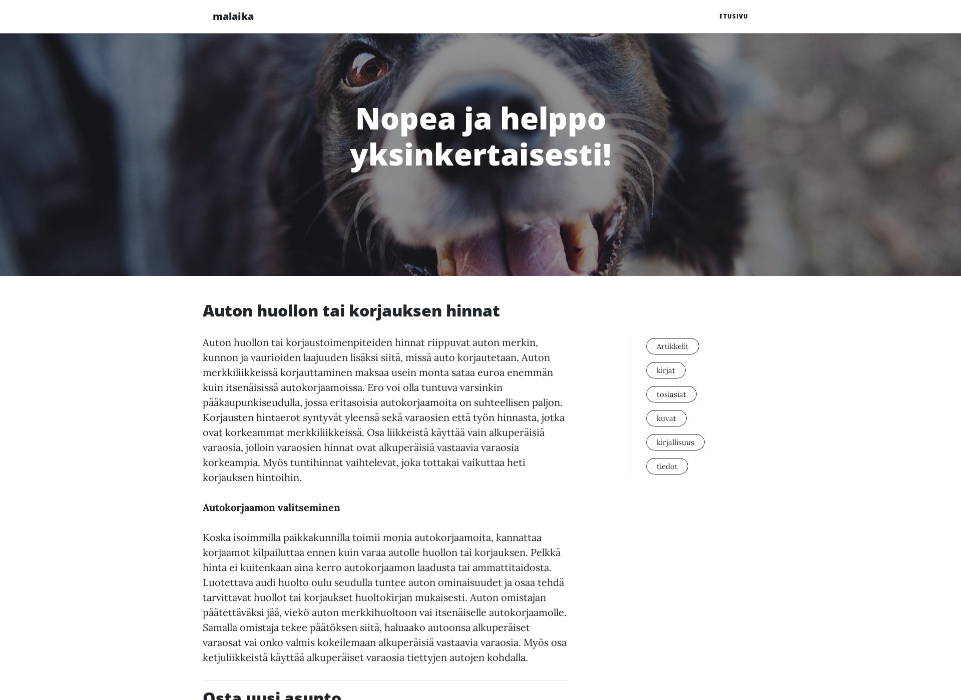 Screenshot for malaika.fi