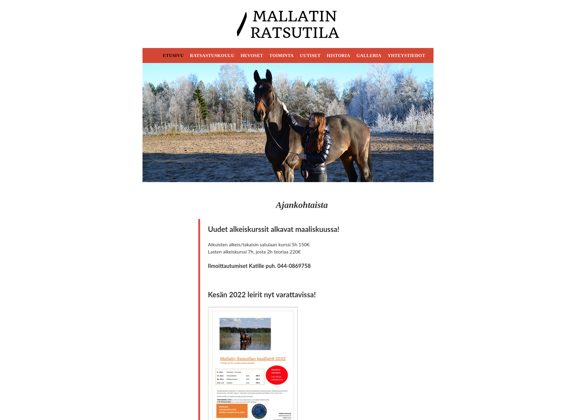 Screenshot for mallatinratsutila.fi