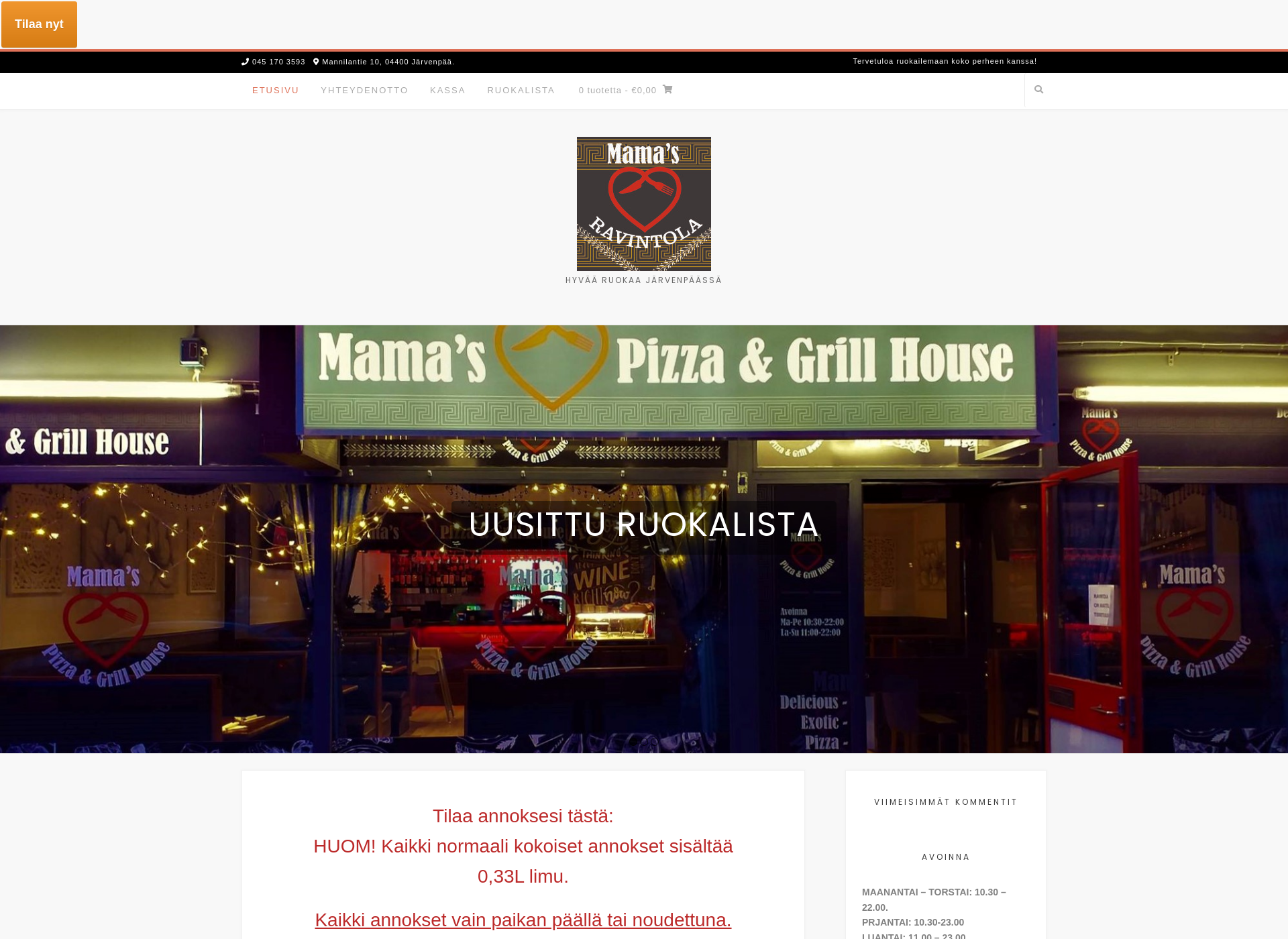 Screenshot for mamaspizzagrillhouse.fi