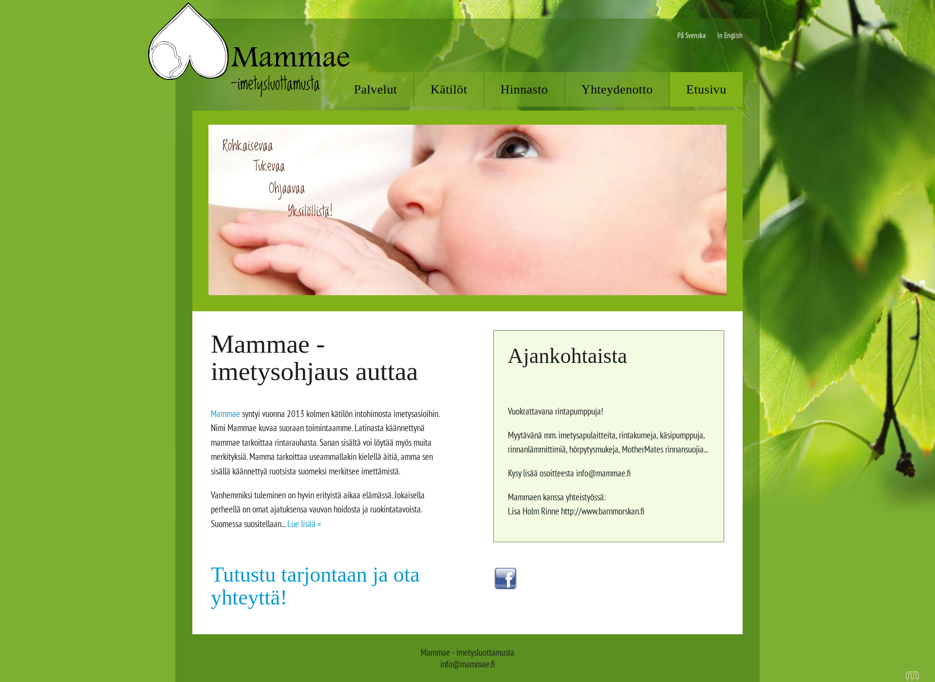 Skärmdump för mammae.fi
