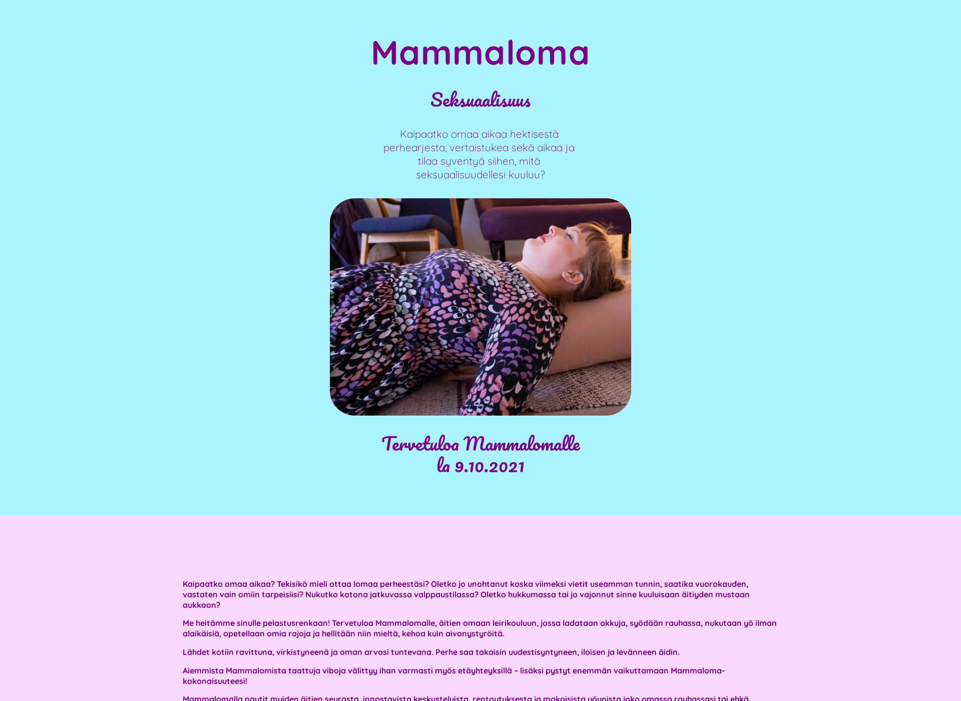 Skärmdump för mammaloma.fi