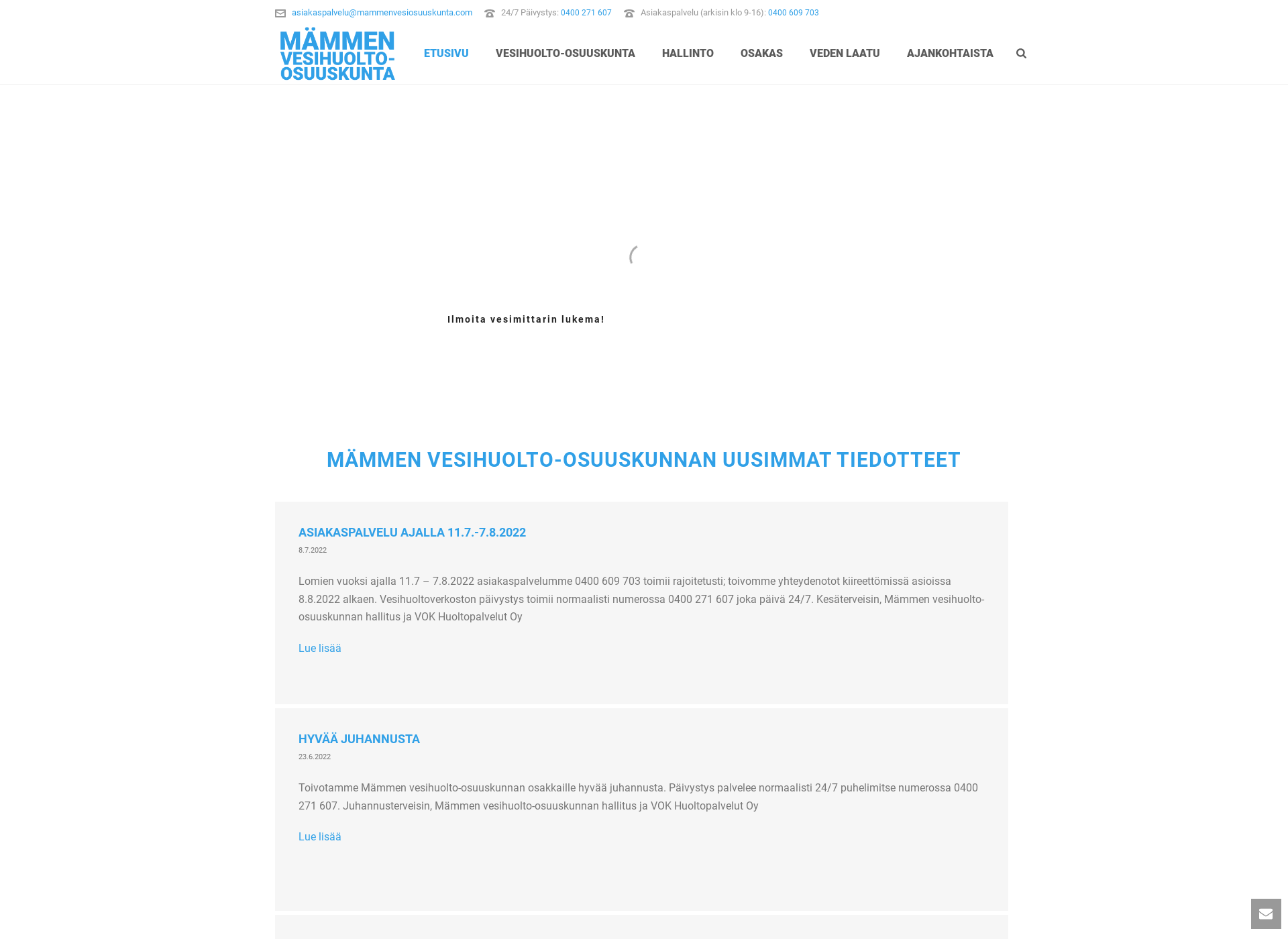Screenshot for mammenvesiosuuskunta.com