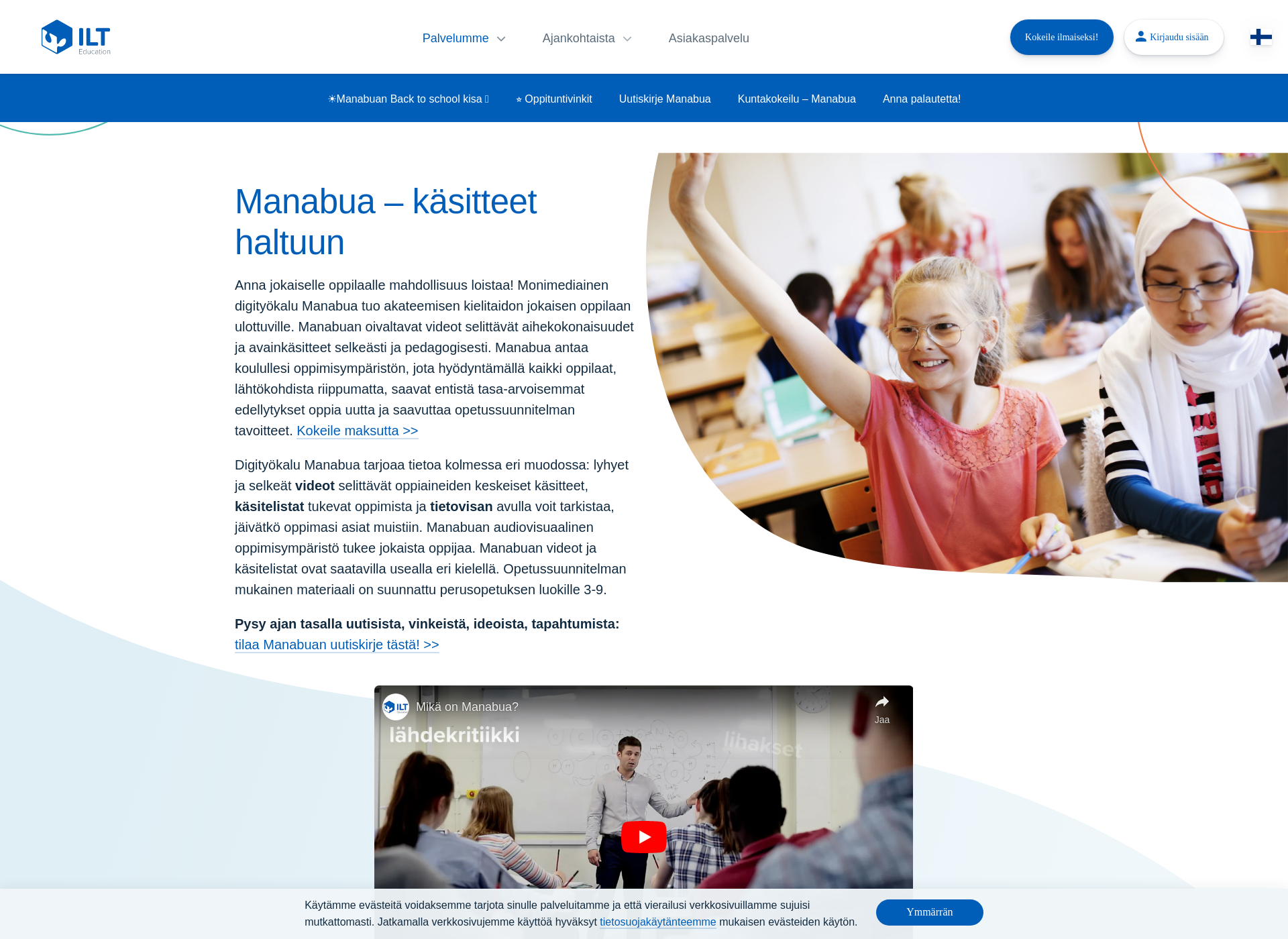 Skärmdump för manabua.fi