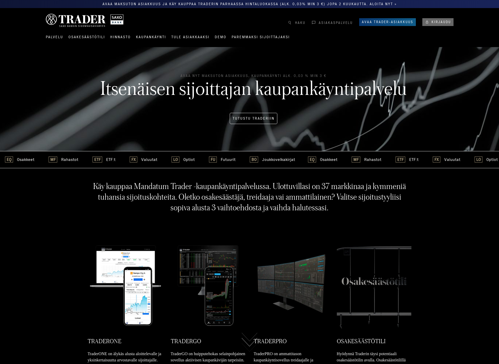 Skärmdump för mandatumtrading.fi