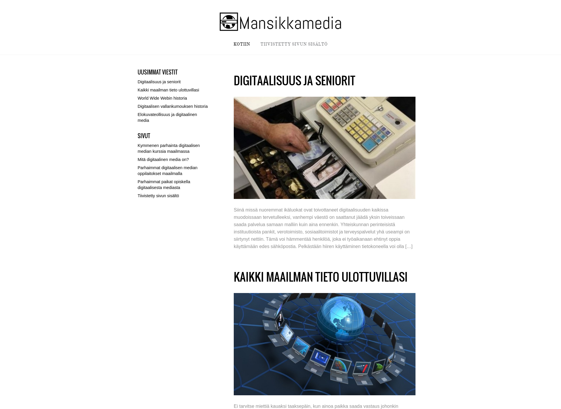 Skärmdump för mansikkamedia.fi