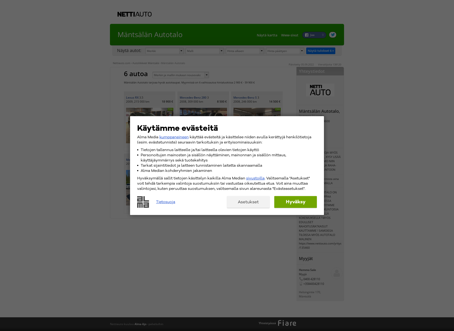 Screenshot for mantsalanautotalo.fi