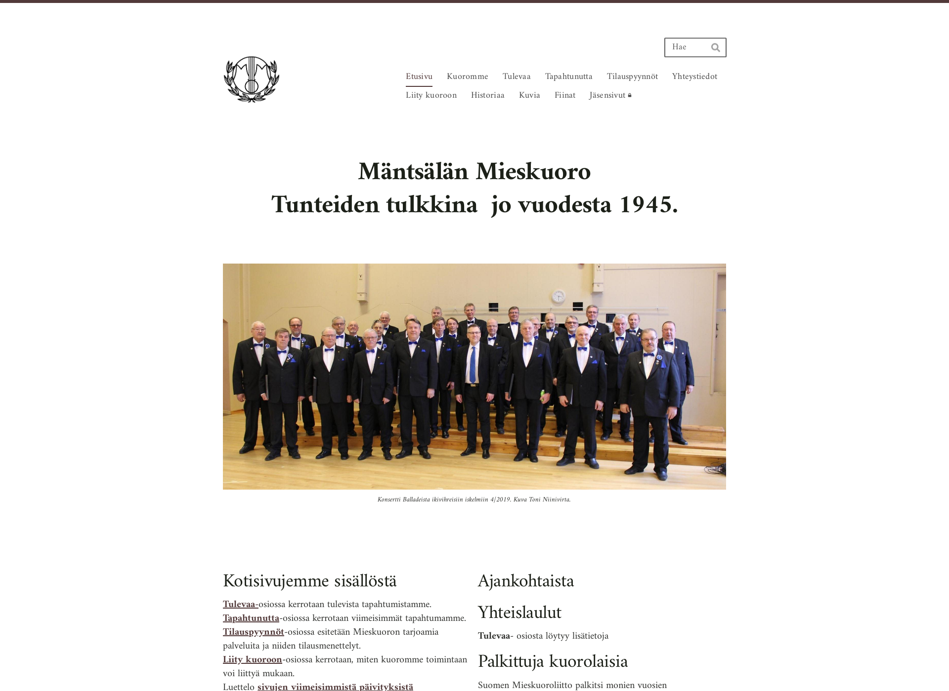 Screenshot for mantsalanmieskuoro.fi