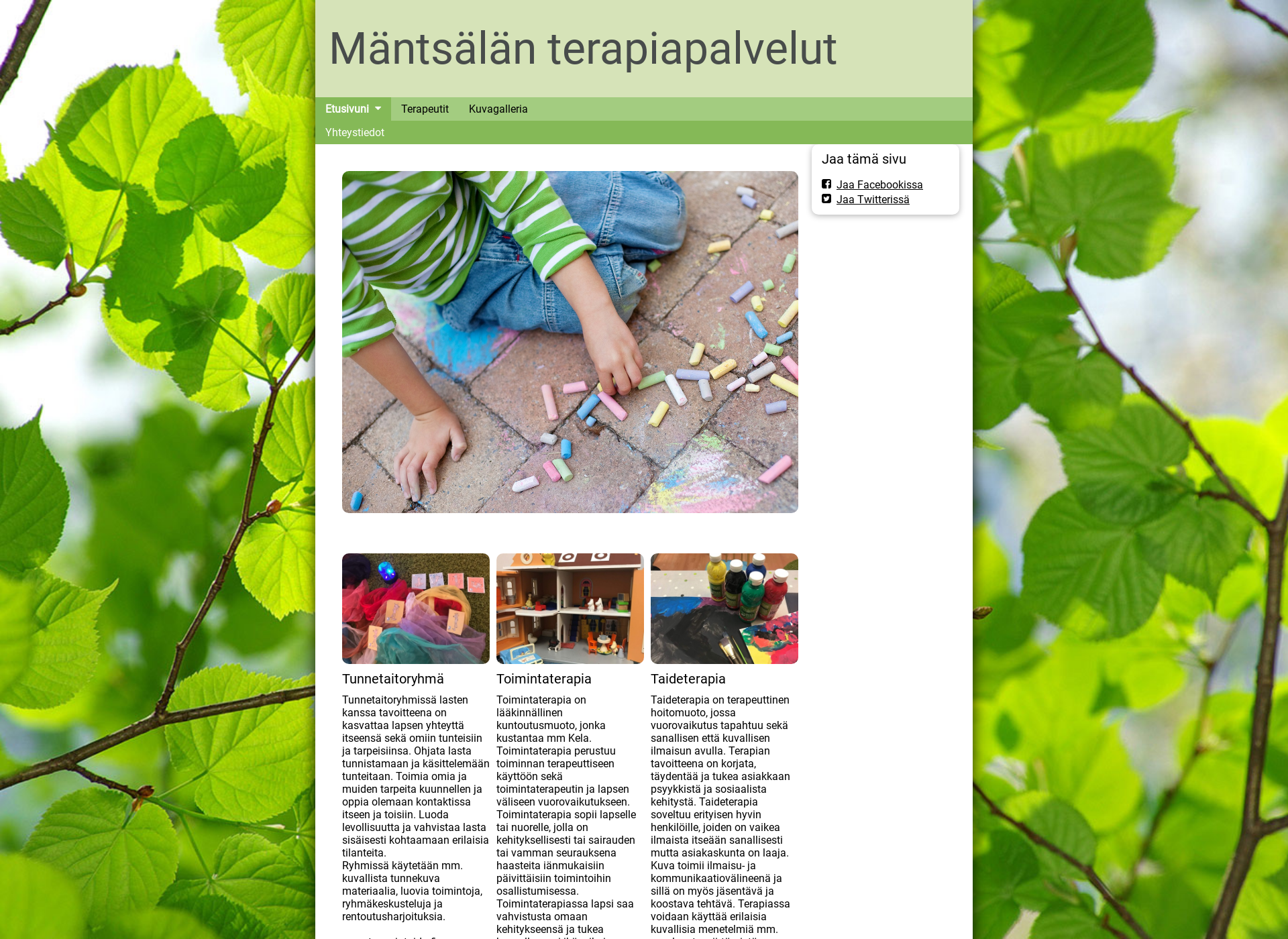 Screenshot for mantsalanterapiapalvelut.fi