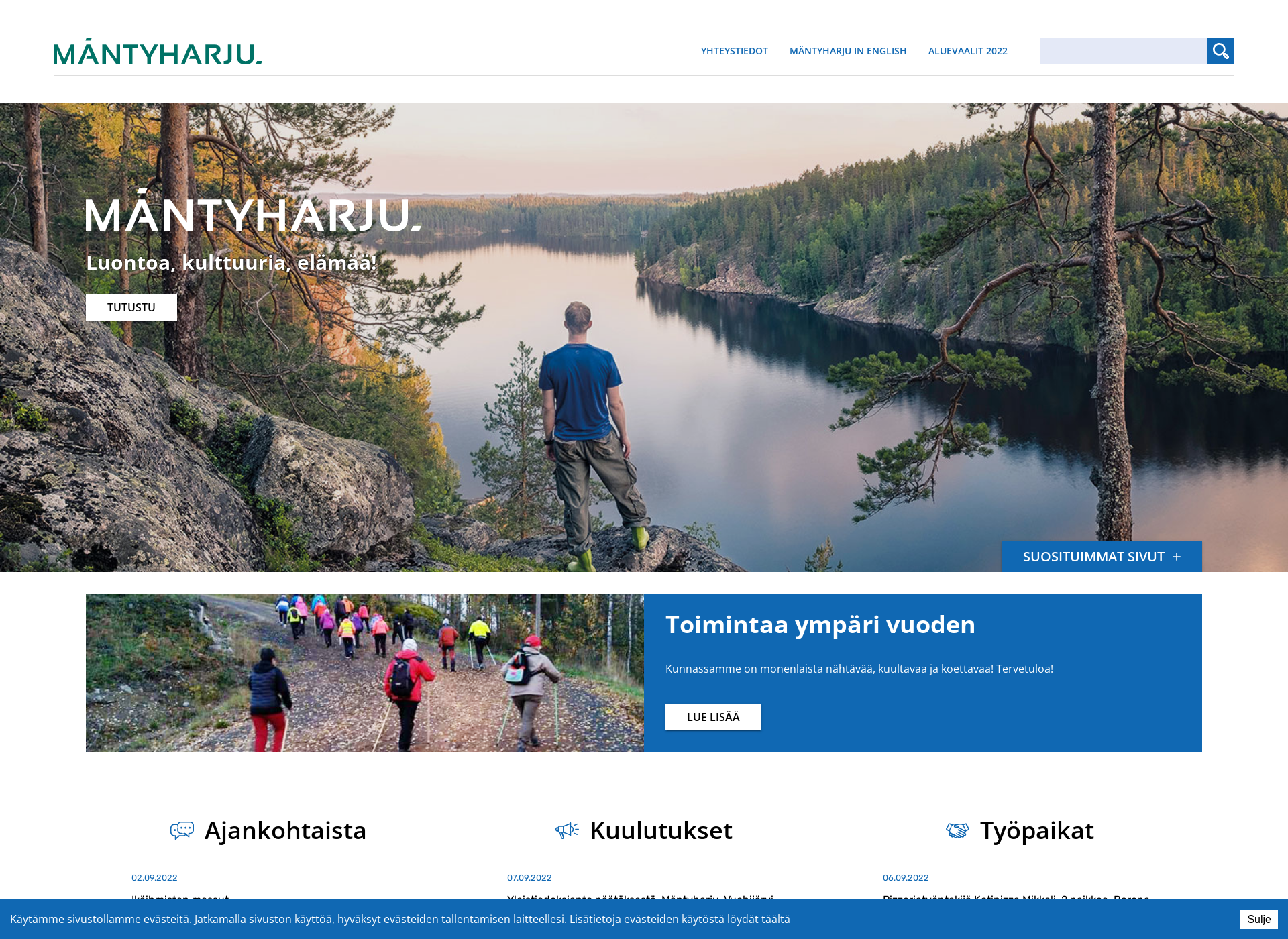 Skärmdump för mantyharju.fi