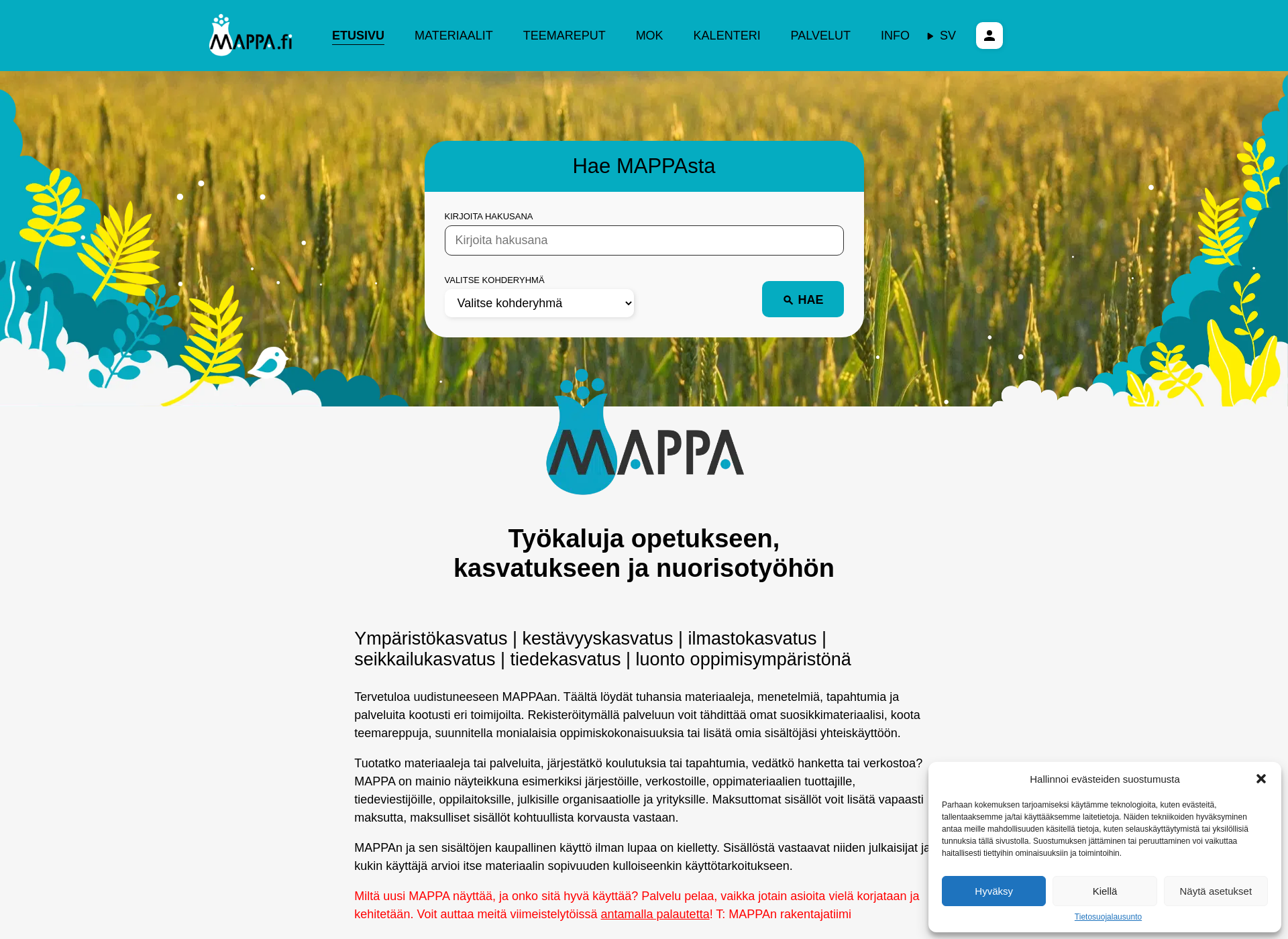 Skärmdump för mappa.fi