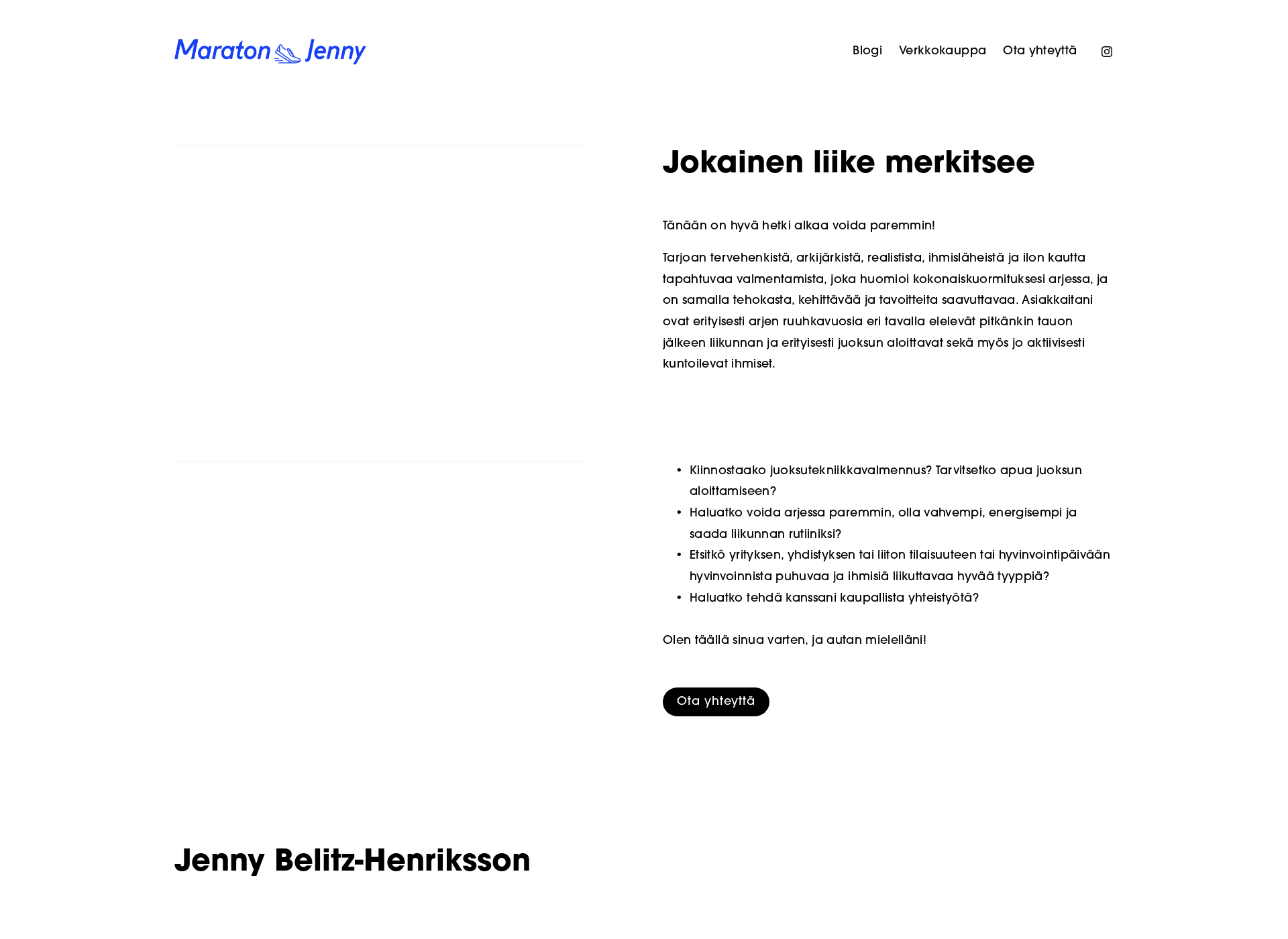 Skärmdump för maratonjenny.fi