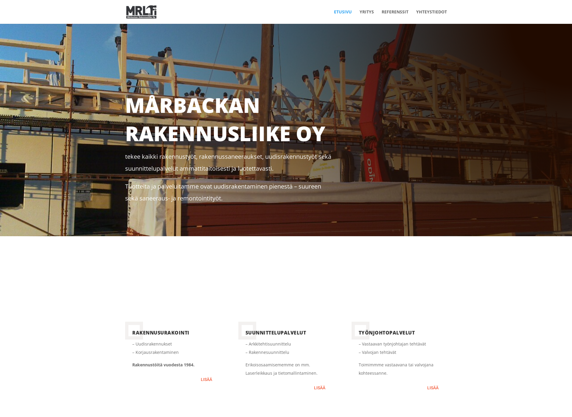 Screenshot for marbackanrakennusliike.fi