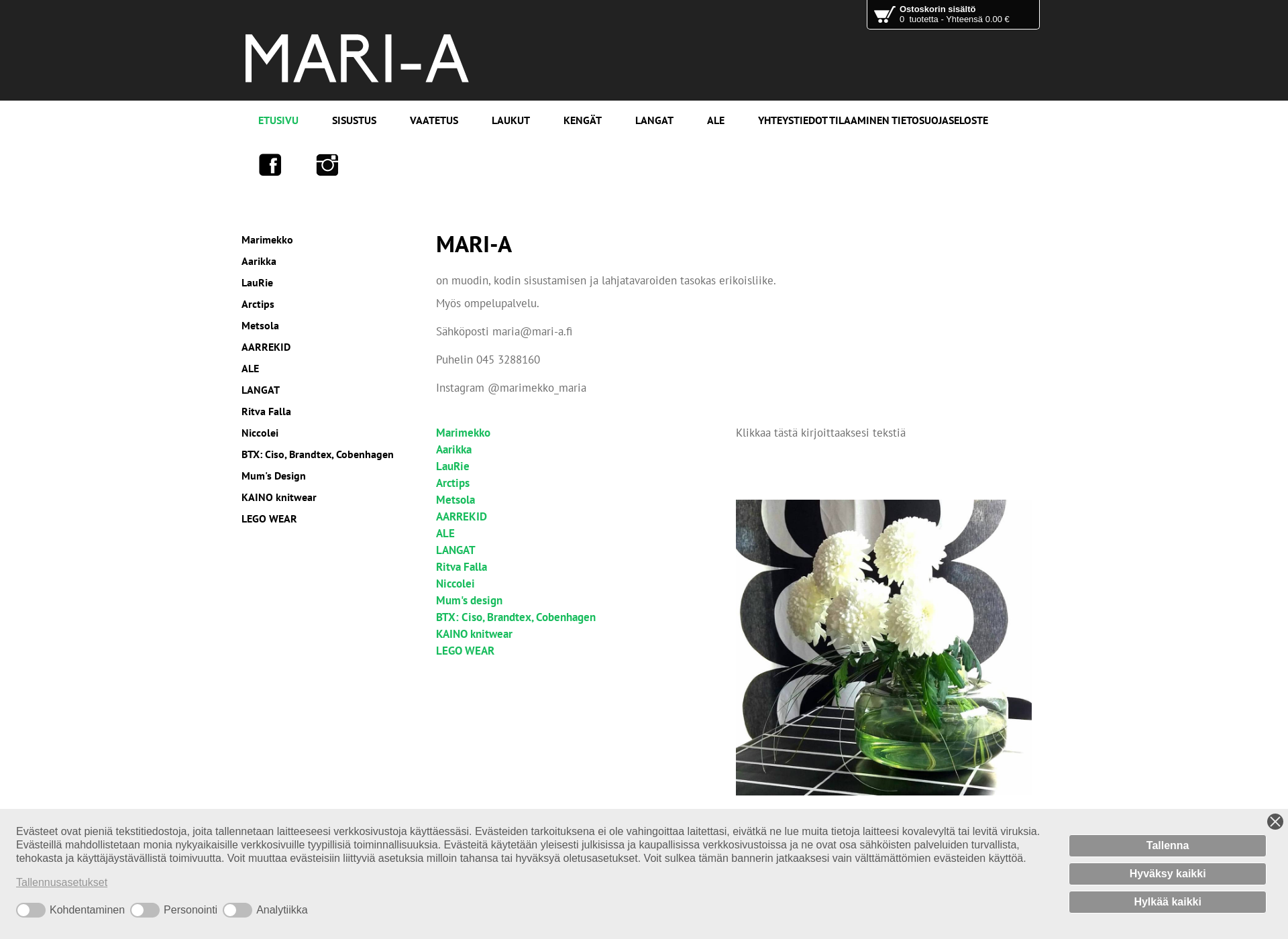 Skärmdump för mari-a.fi