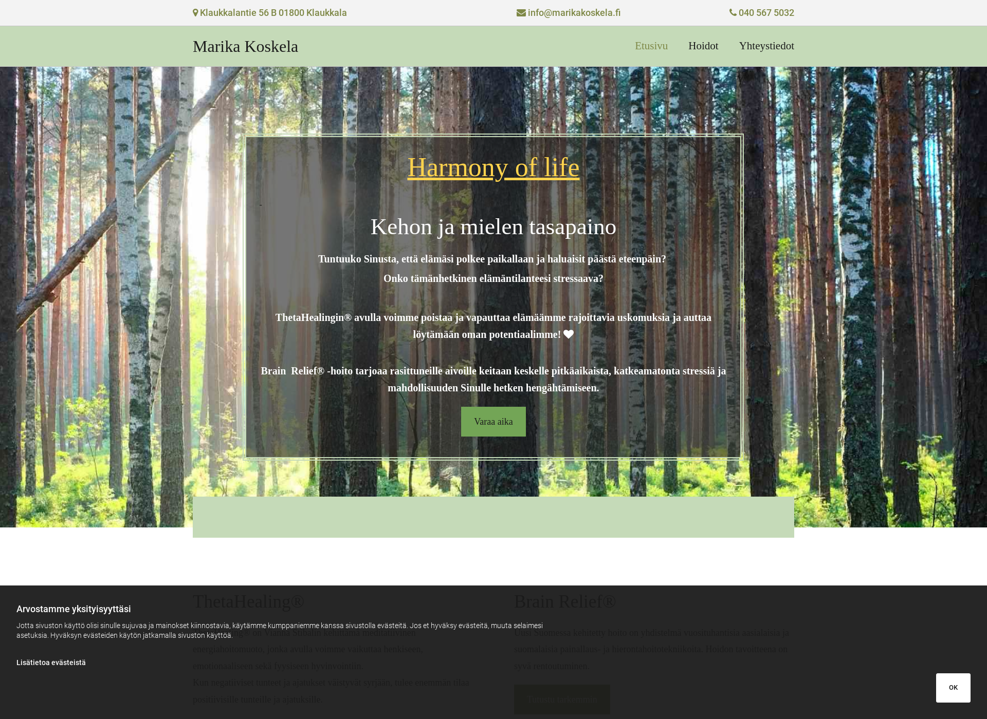 Skärmdump för marikakoskela.fi