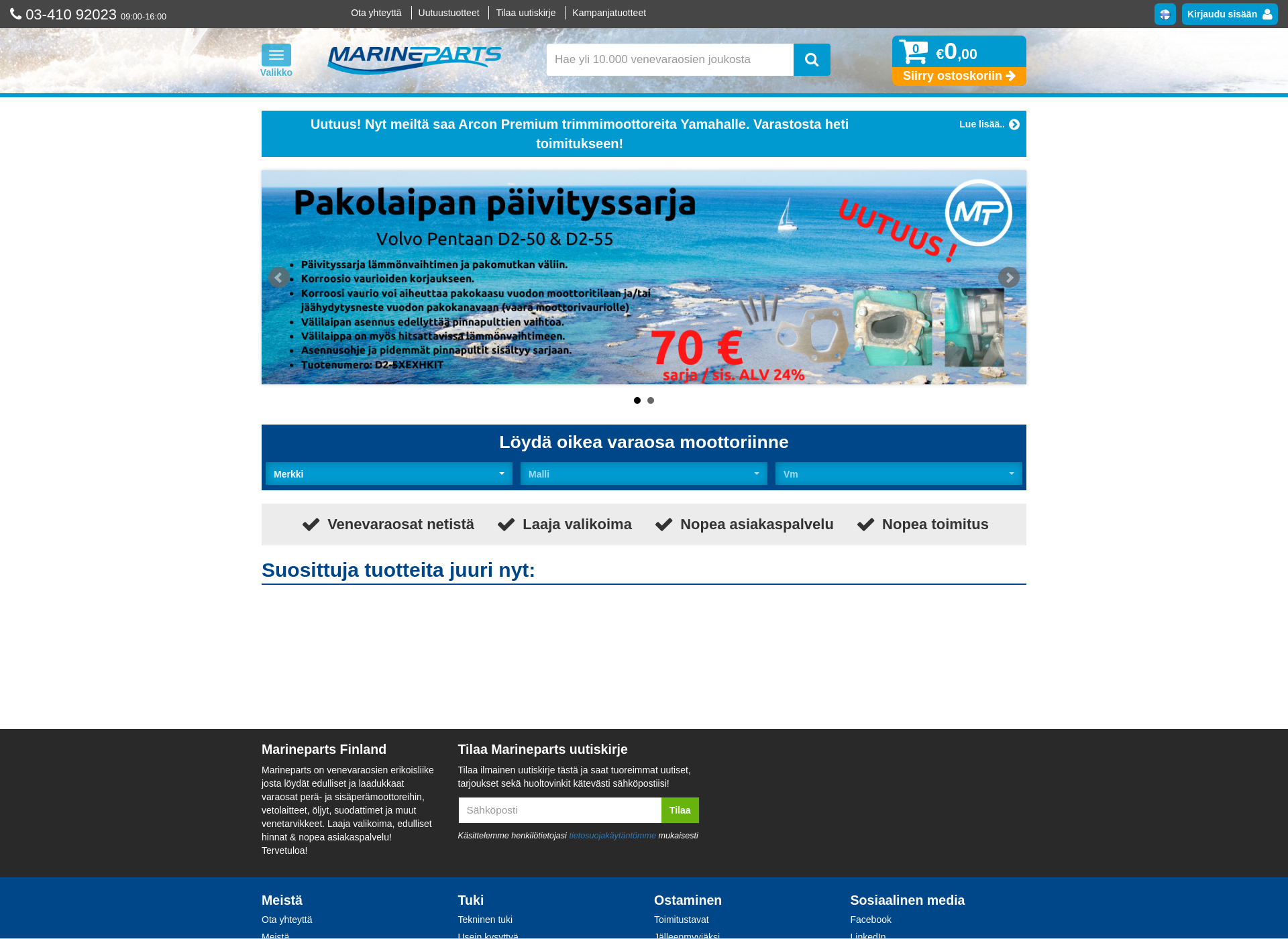 Skärmdump för marinepart.fi