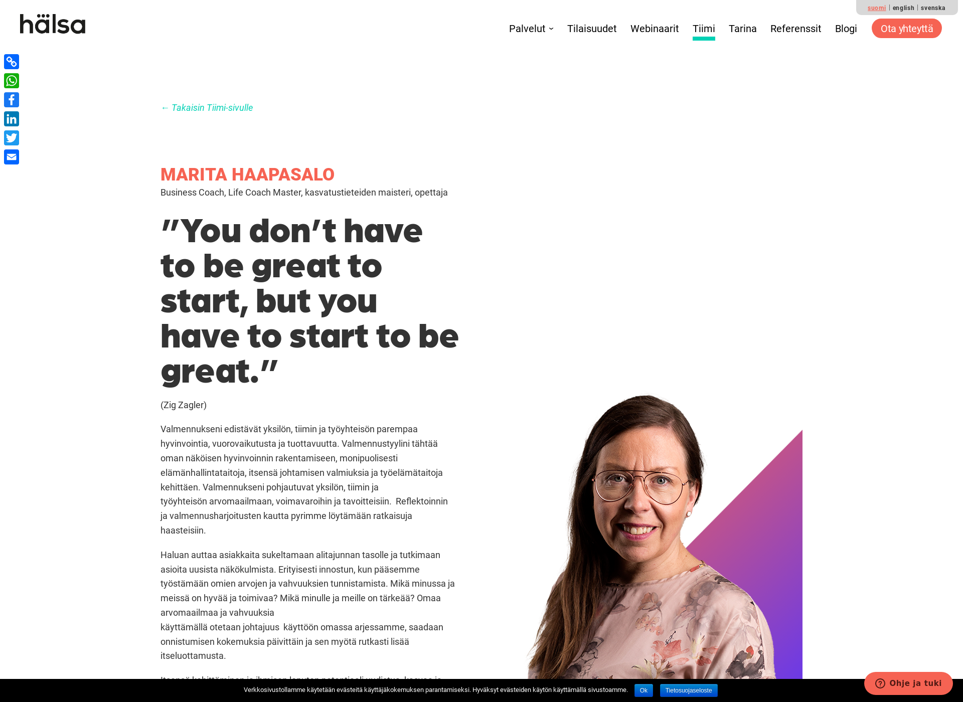 Skärmdump för maritahaapasalo.fi