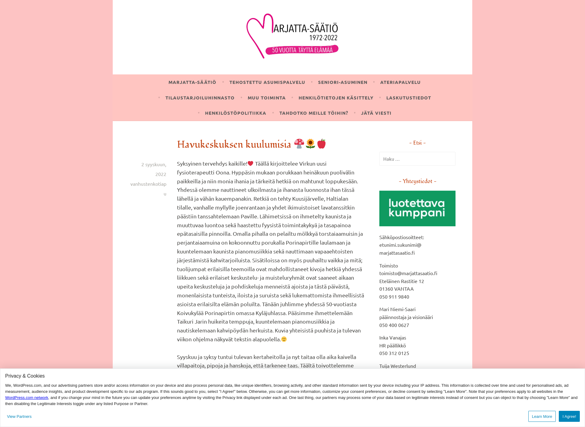 Skärmdump för marjattasaatio.fi