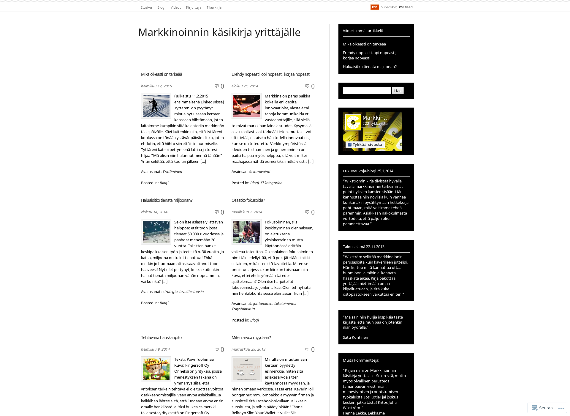 Skärmdump för markkinoinninkasikirja.fi