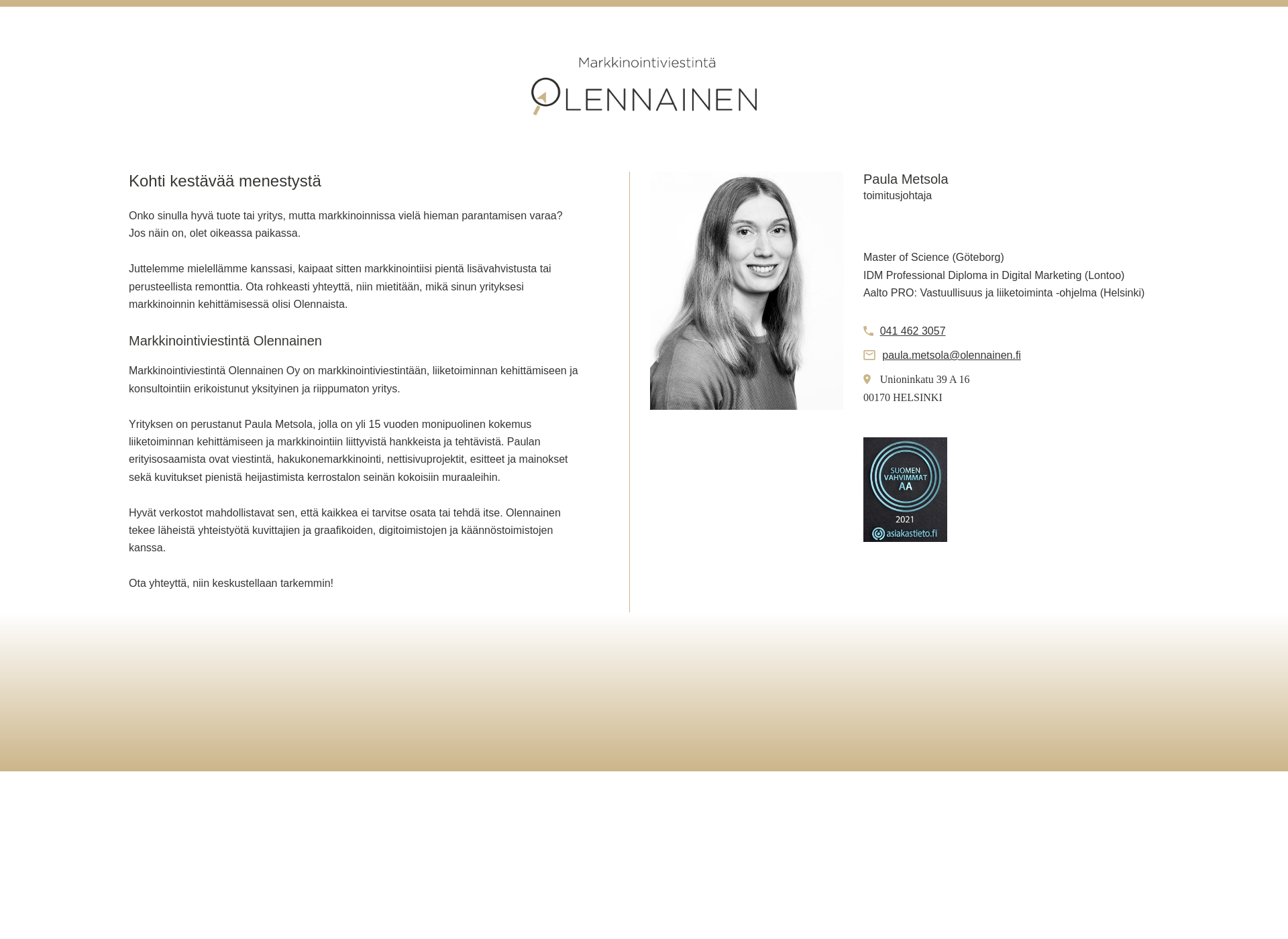 Screenshot for markkinointiviestintaolennainen.fi