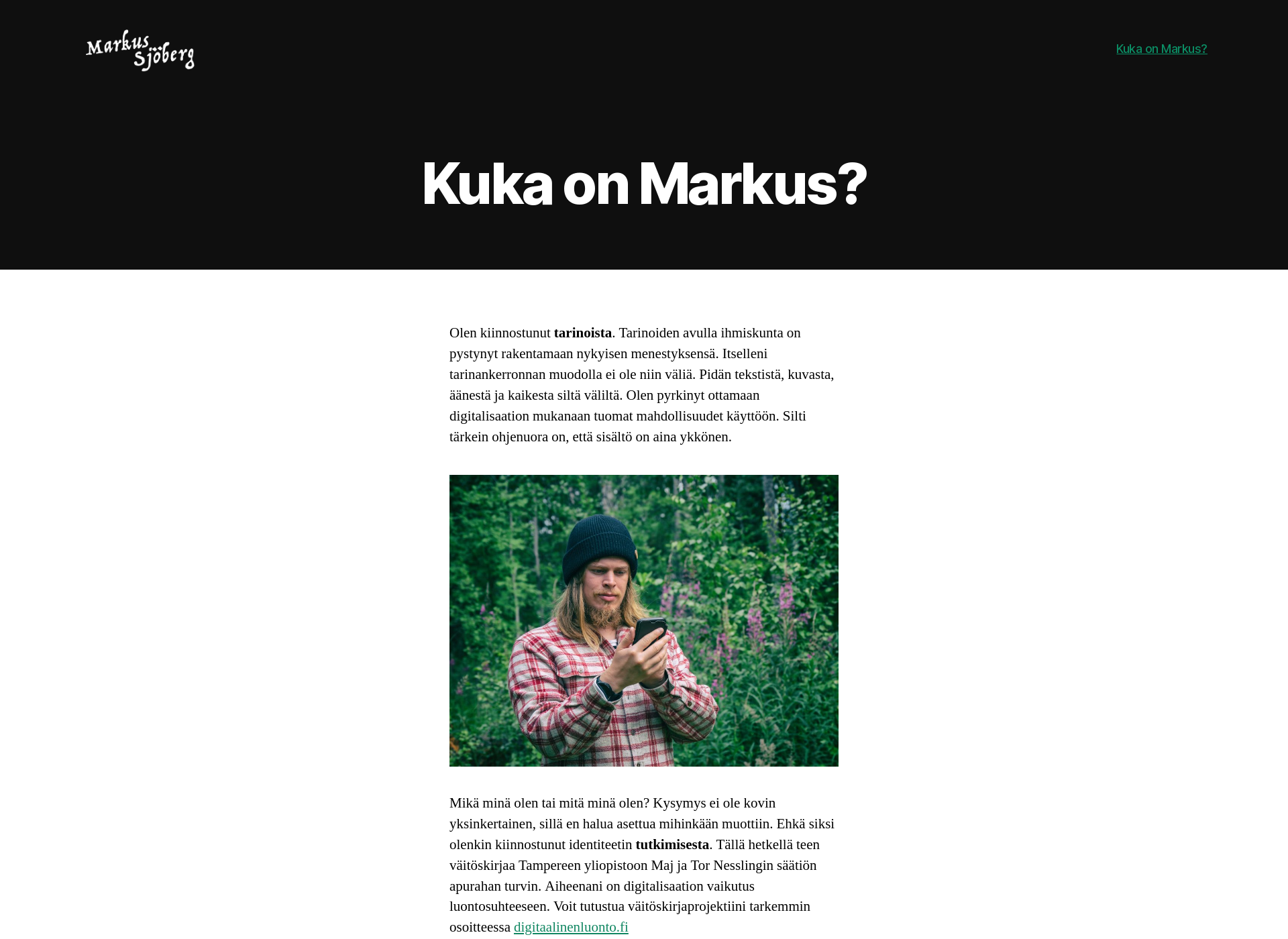 Skärmdump för markussjoberg.fi