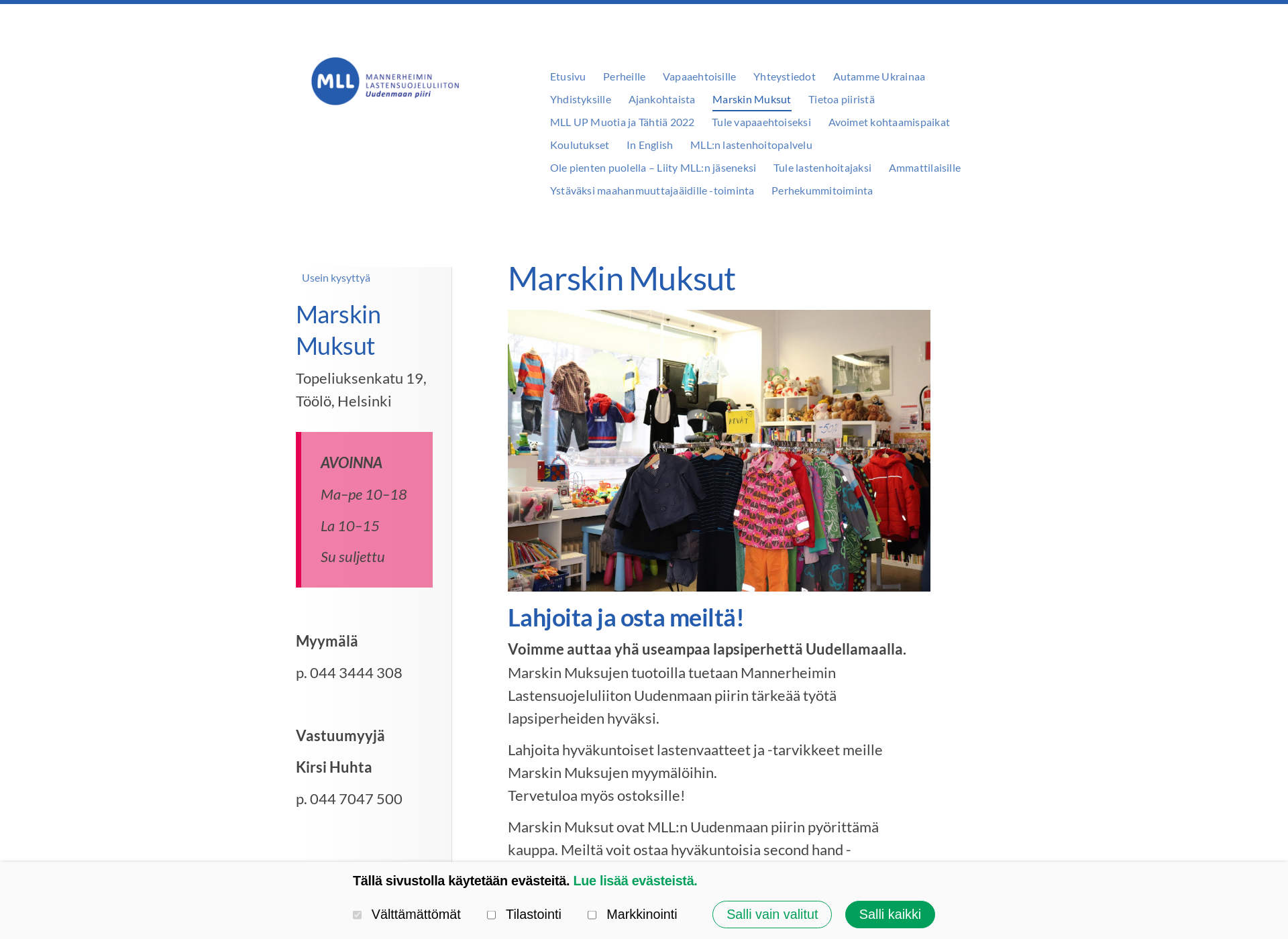 Skärmdump för marskinmuksut.fi
