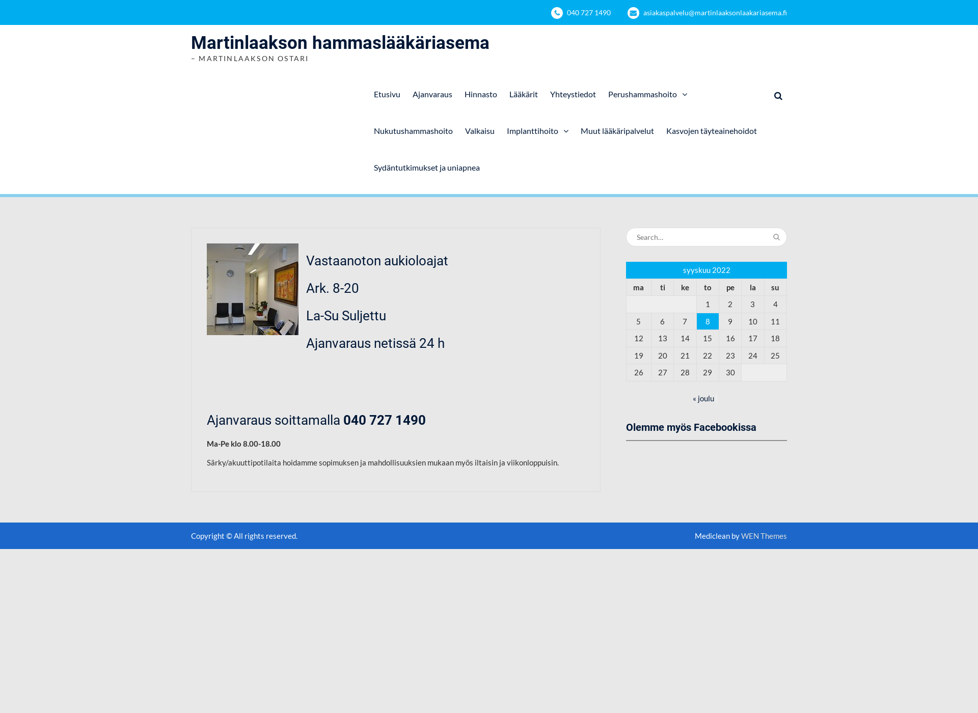Skärmdump för martinlaaksonlaakariasema.fi