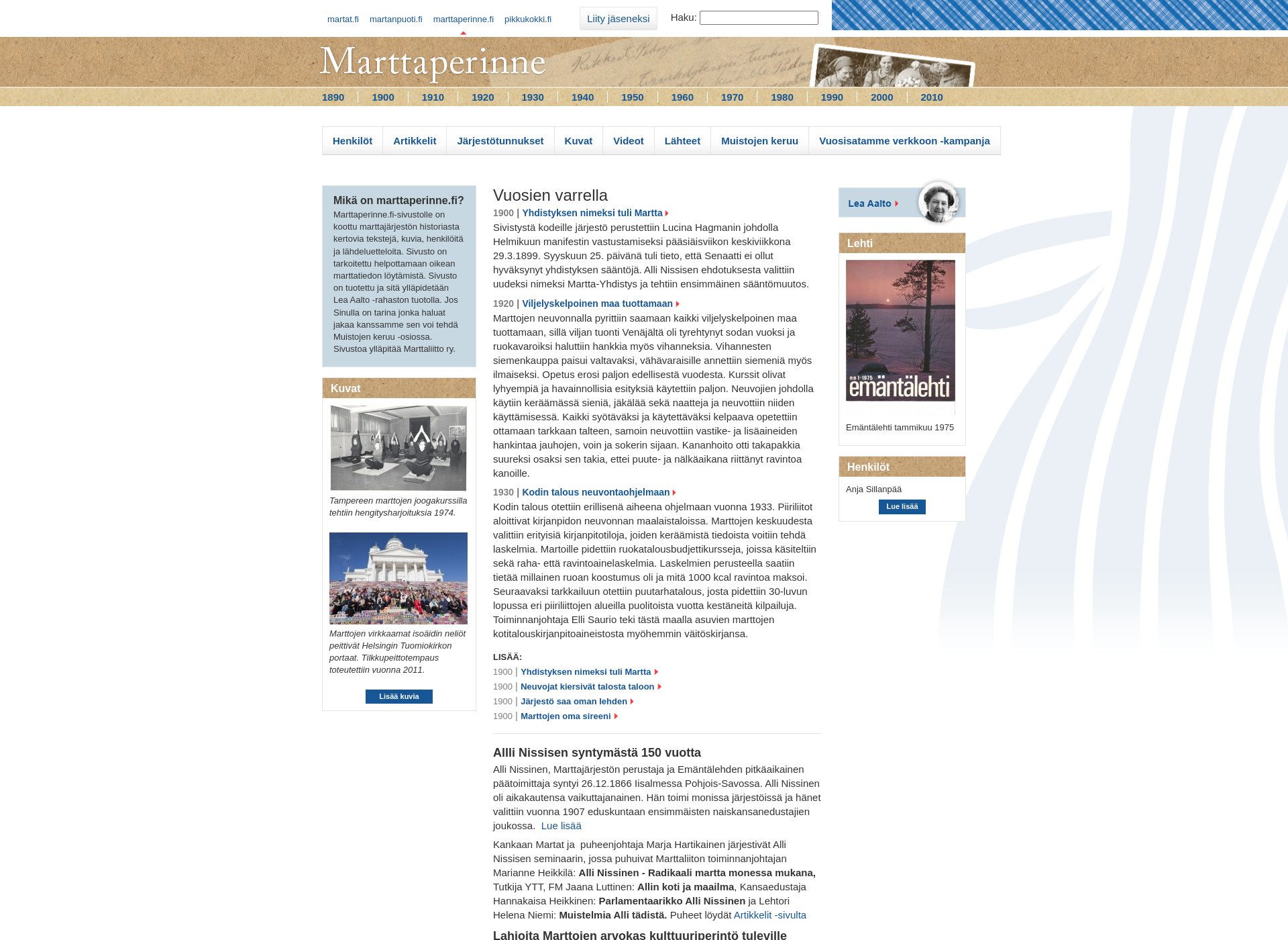 Screenshot for marttaperinne.fi