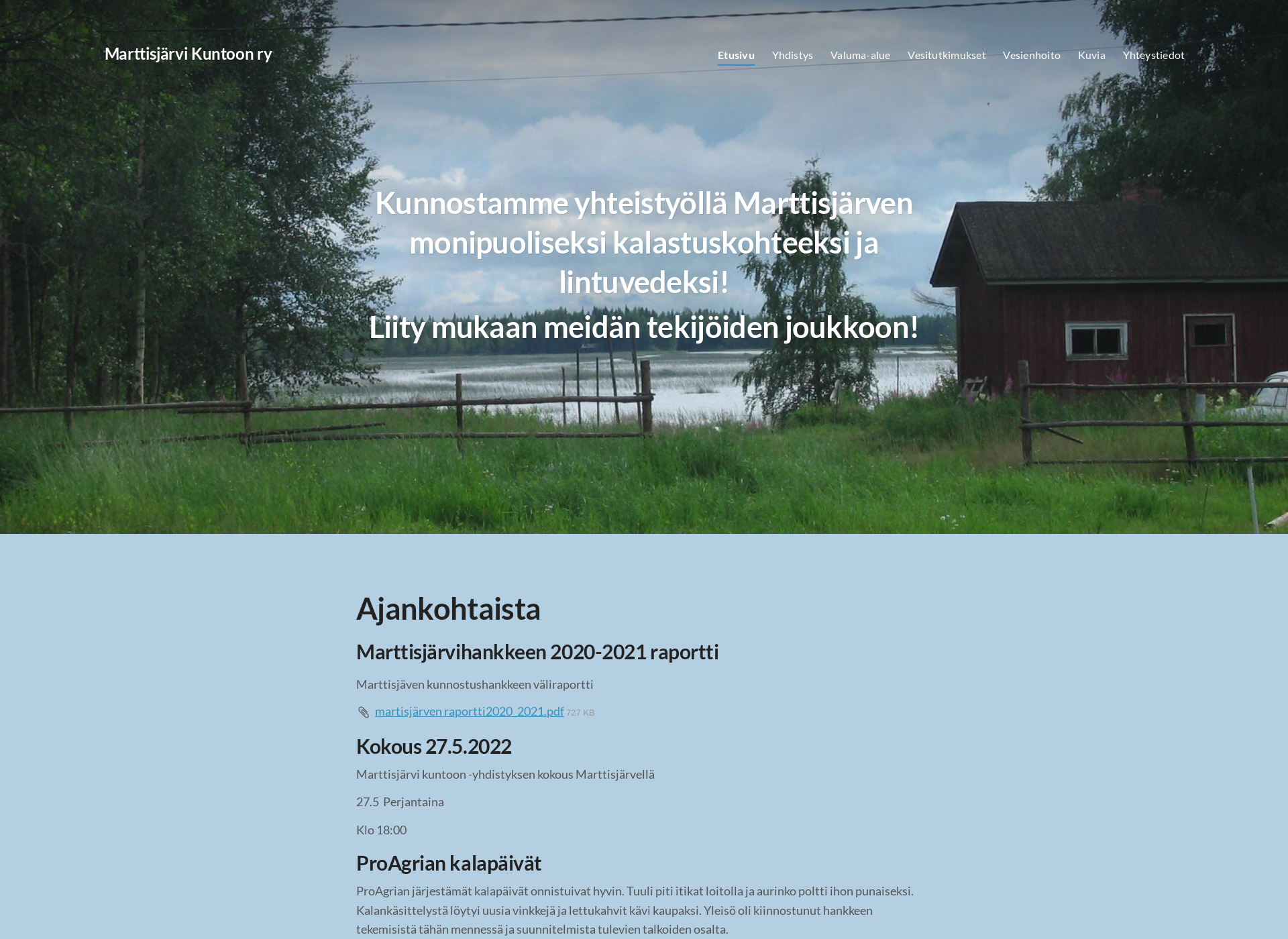 Skärmdump för marttisjärvikuntoon.fi