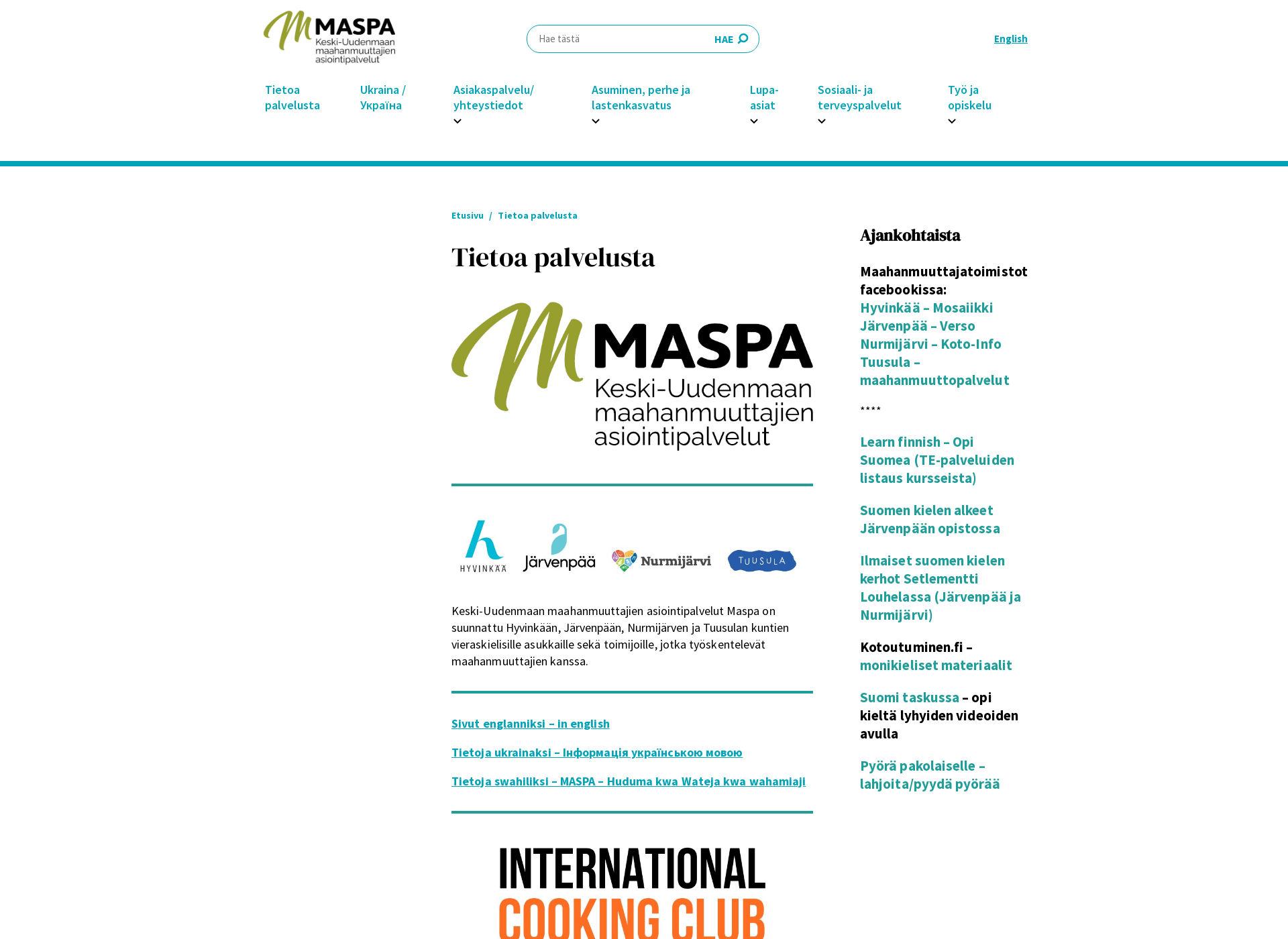 Skärmdump för maspa.fi