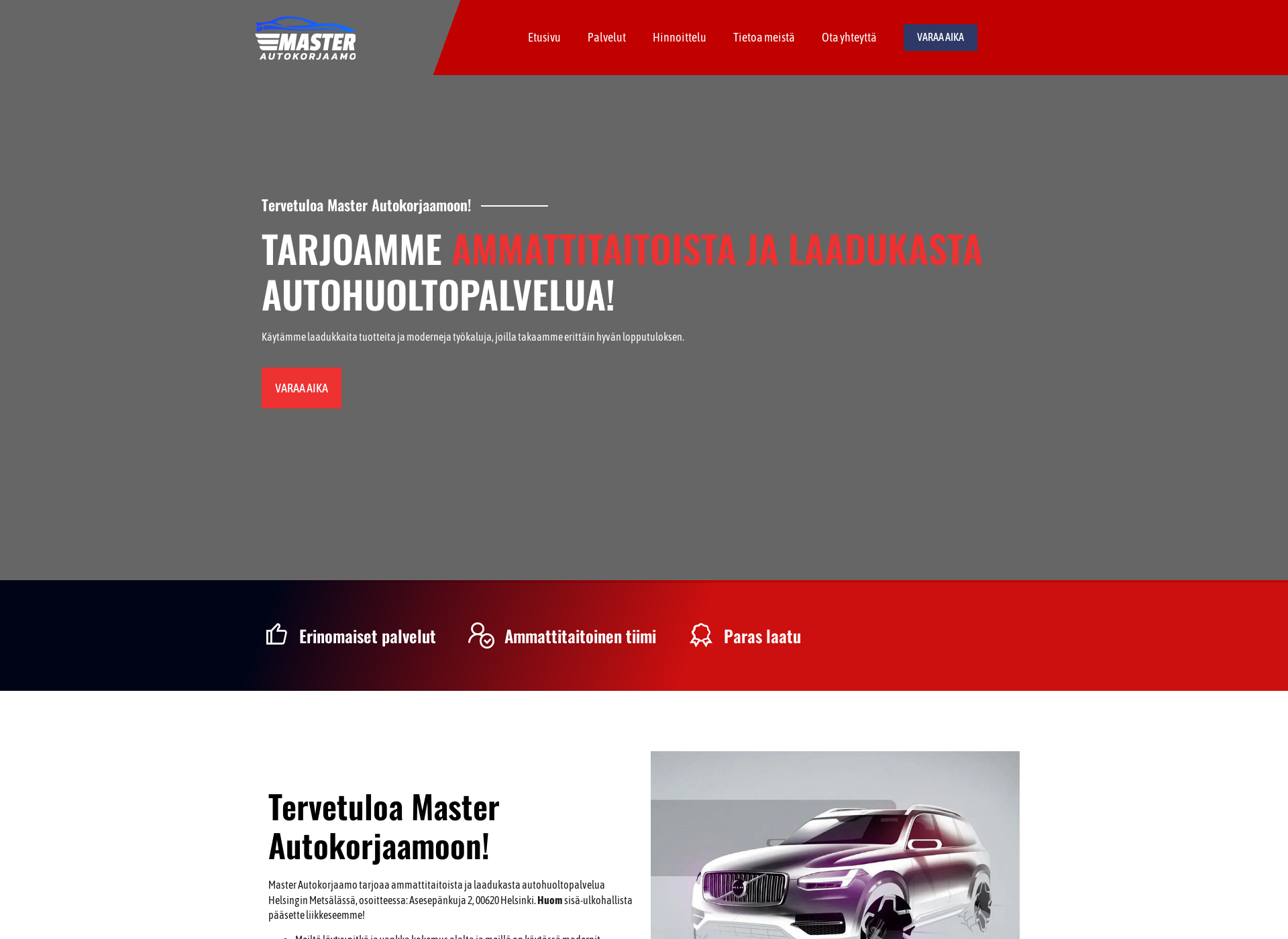 Skärmdump för masterautokorjaamo.fi