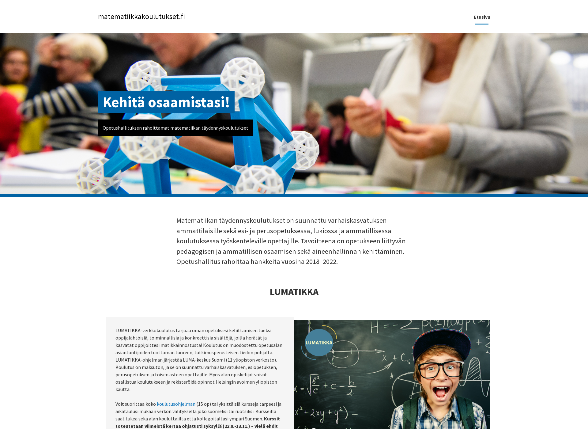 Screenshot for matematiikkakoulutukset.fi