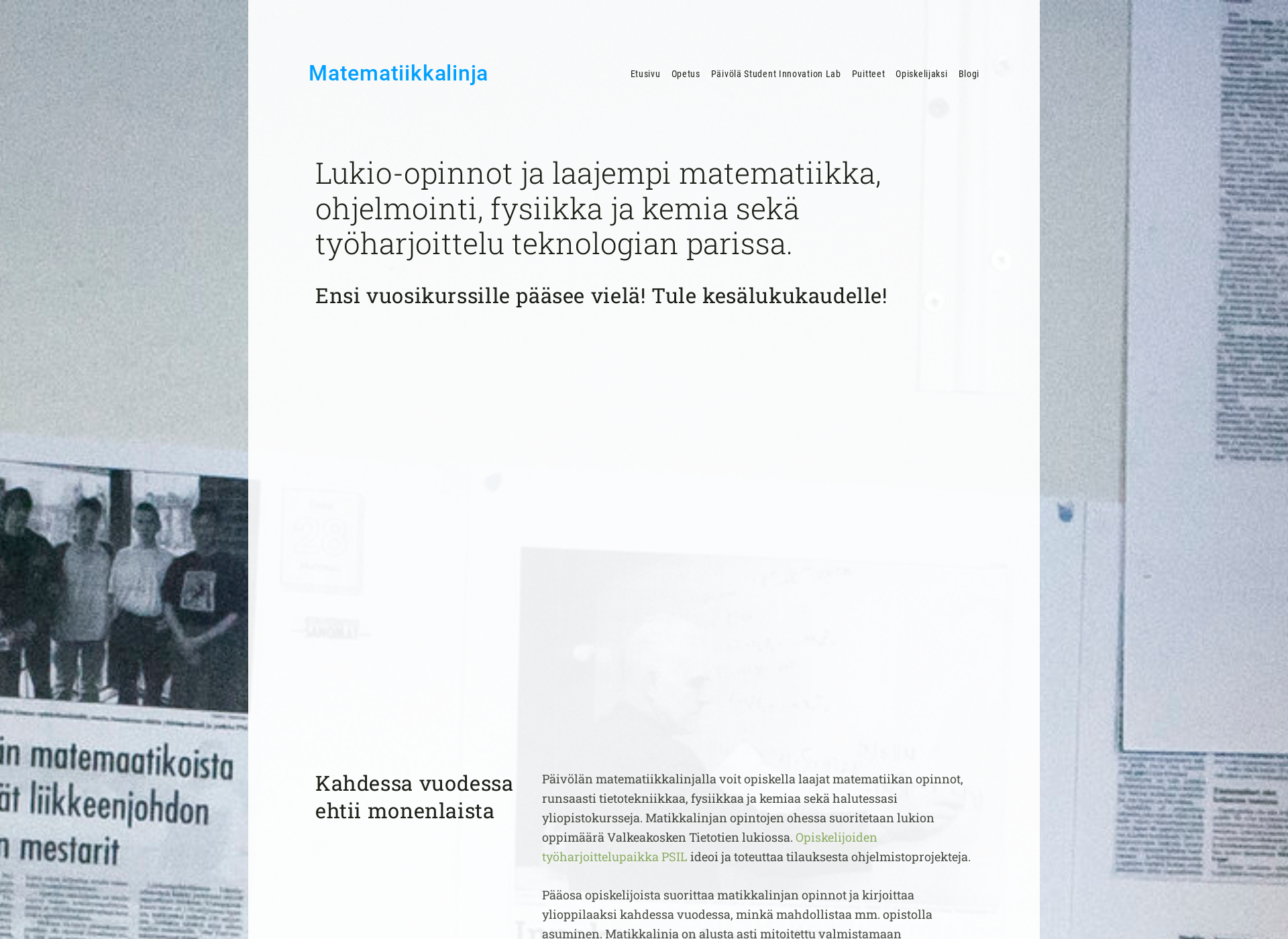 Screenshot for matematiikkalinja.fi
