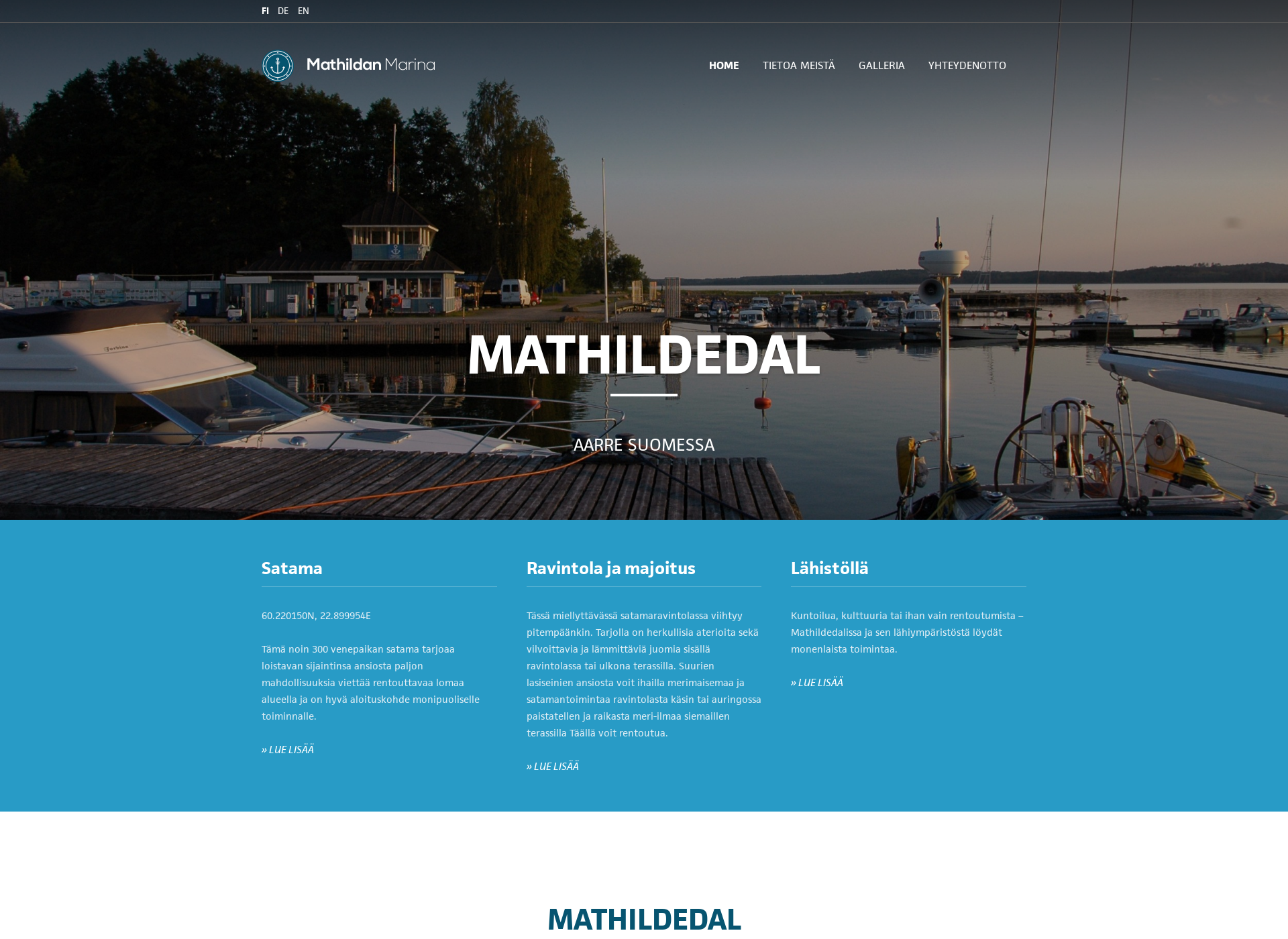 Skärmdump för mathildan-marina.fi
