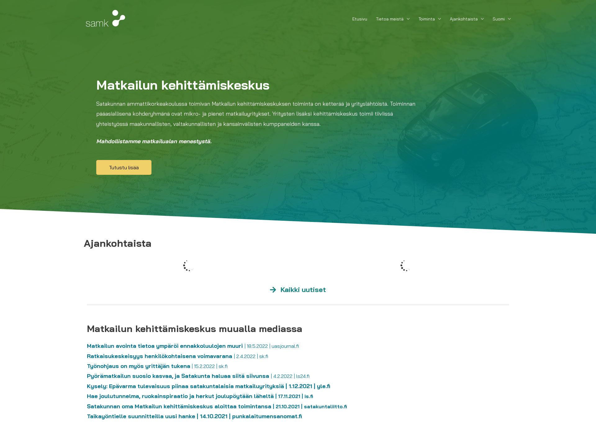 Skärmdump för matkailunkehittamiskeskus.fi