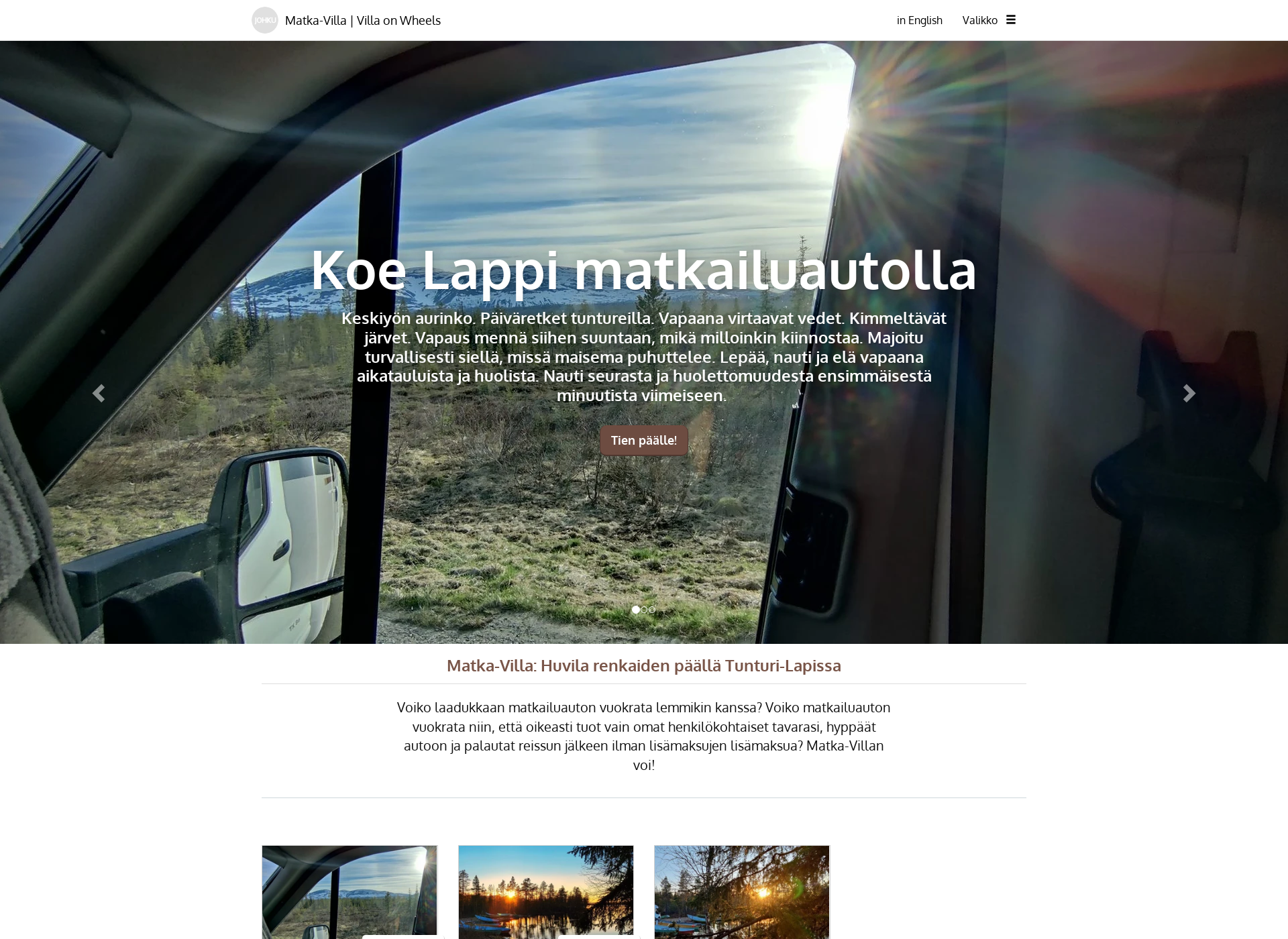 Skärmdump för matkavilla.fi